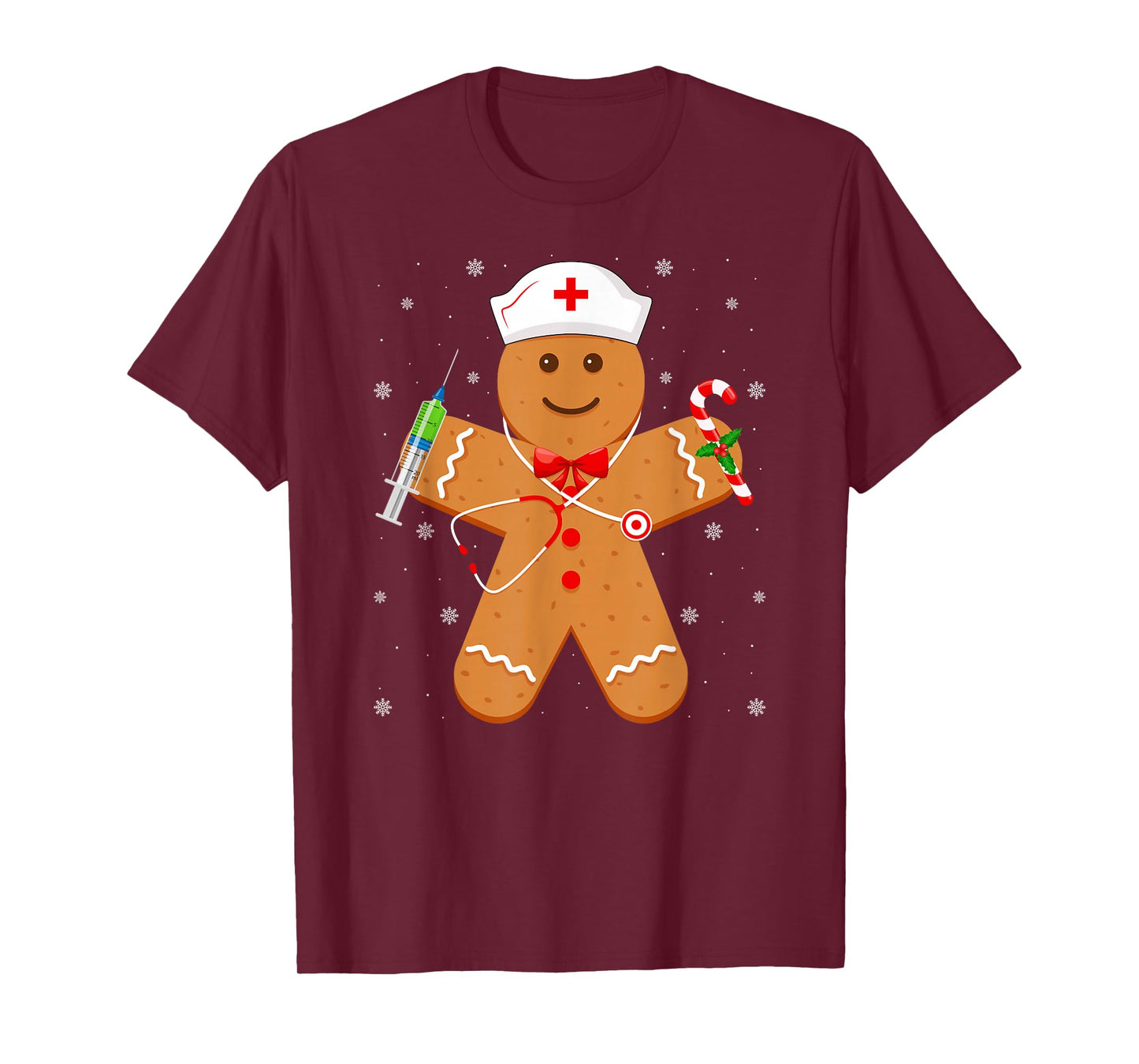 Funny Gingerbread Nurse Christmas Pajamas Nursing Xmas T-Shirt