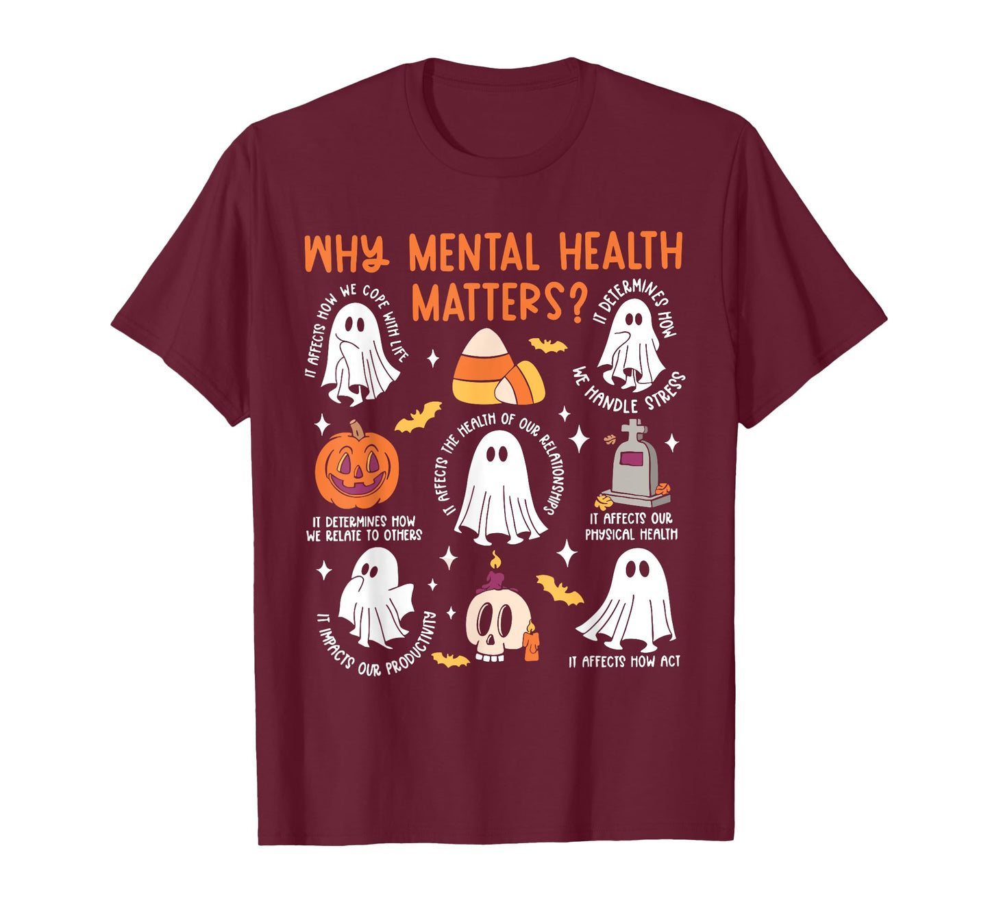 Mental Health Ghost Halloween Therapist School Psychologist T-Shirt