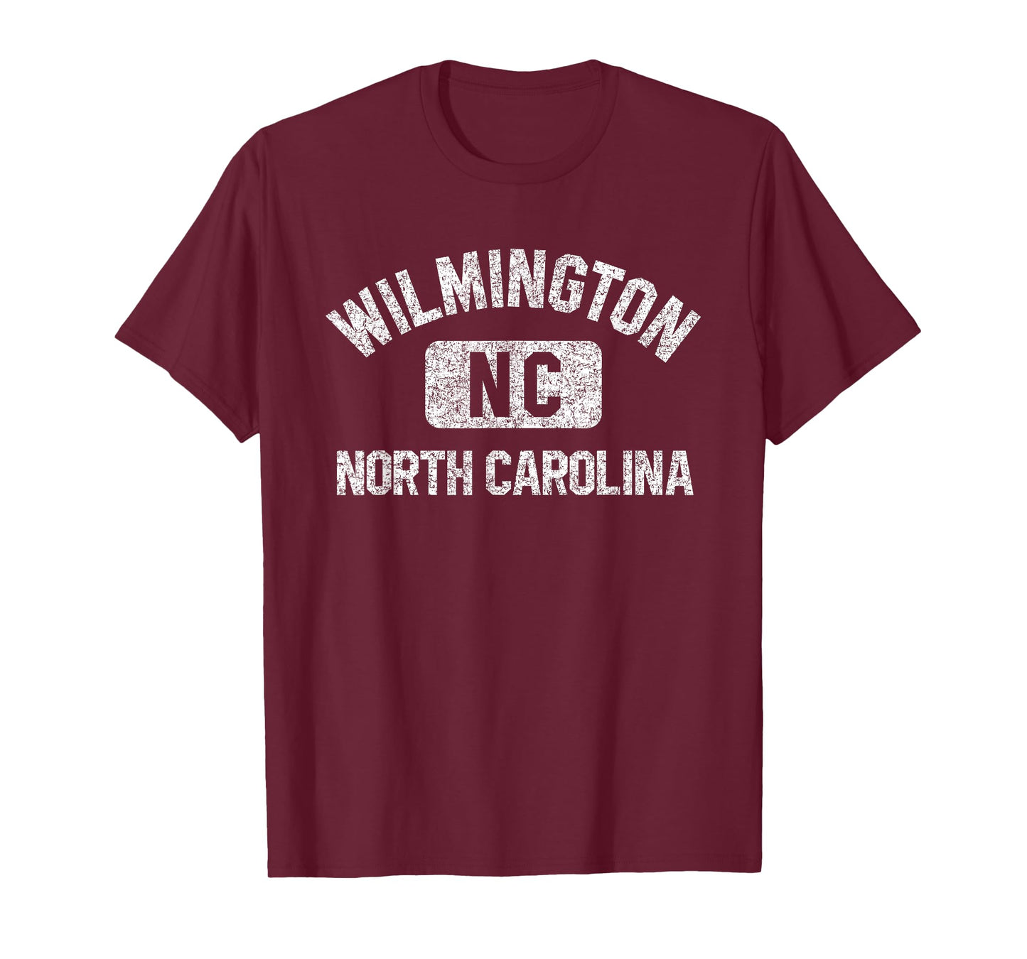Wilmington North Carolina Gym Style Distressed White Print T-Shirt
