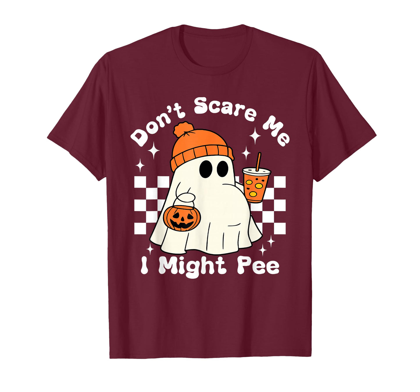 Don't Scare Me I Might Pee Funny Halloween Pregnant Ghost T-Shirt