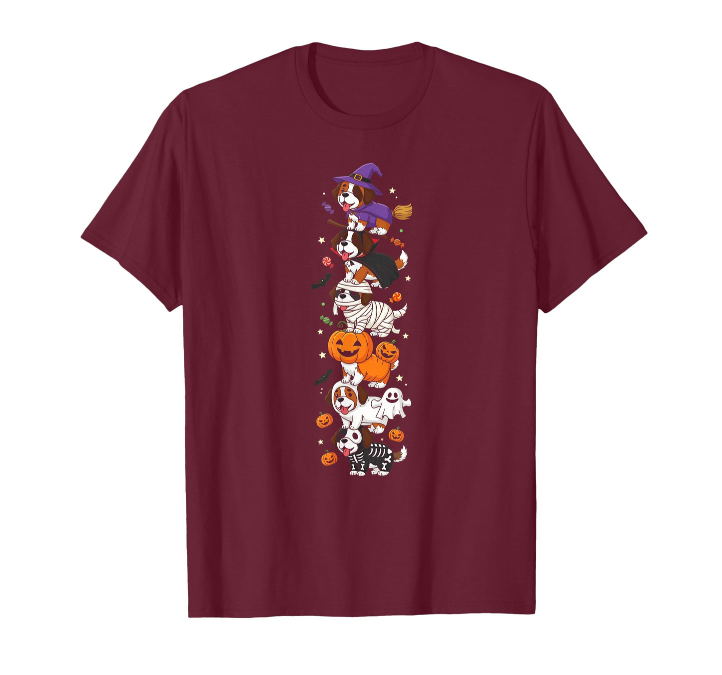 Saint Bernard Witch Vampire Ghost Halloween Kids Mens Womens T-Shirt