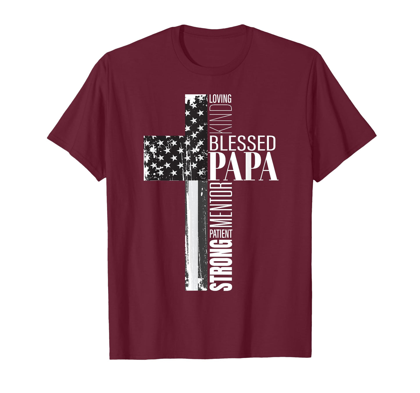 Blessed Papa American Flag Christian Religious Fathers Day T-Shirt for Men