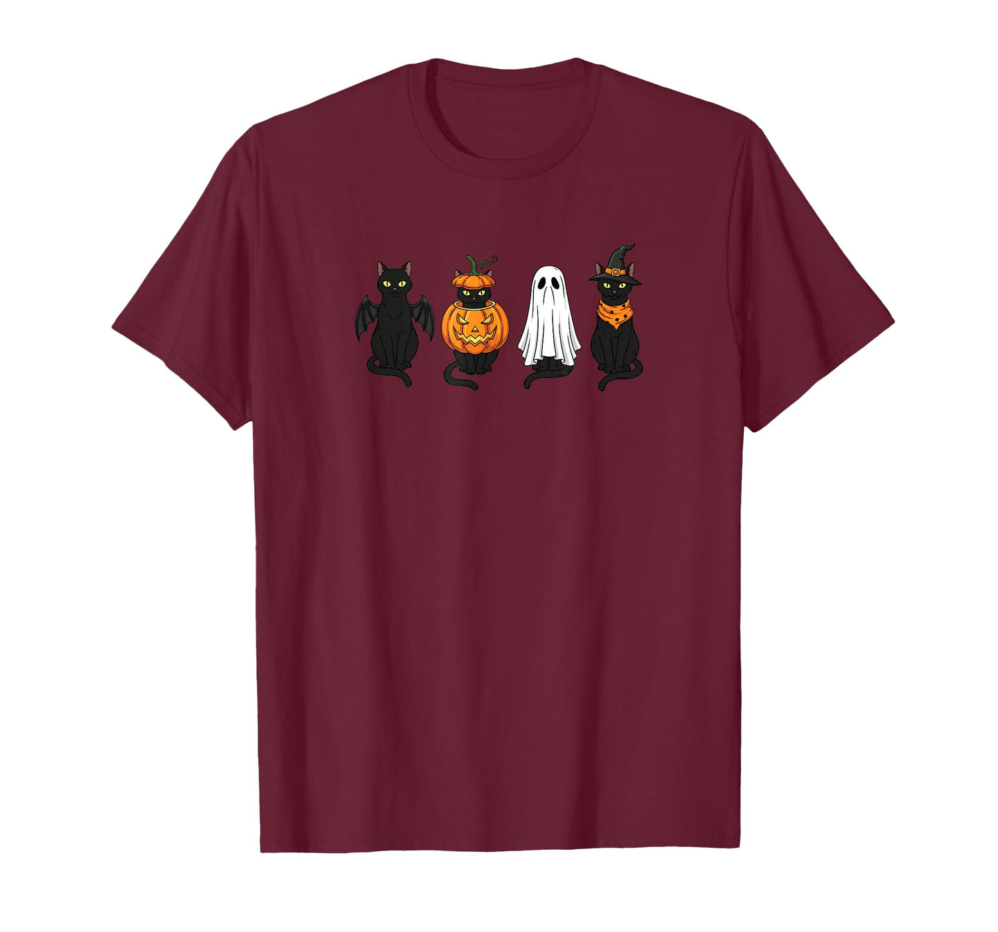 Black Witch Cat Ghost Pumpkin Halloween Funny T-Shirt