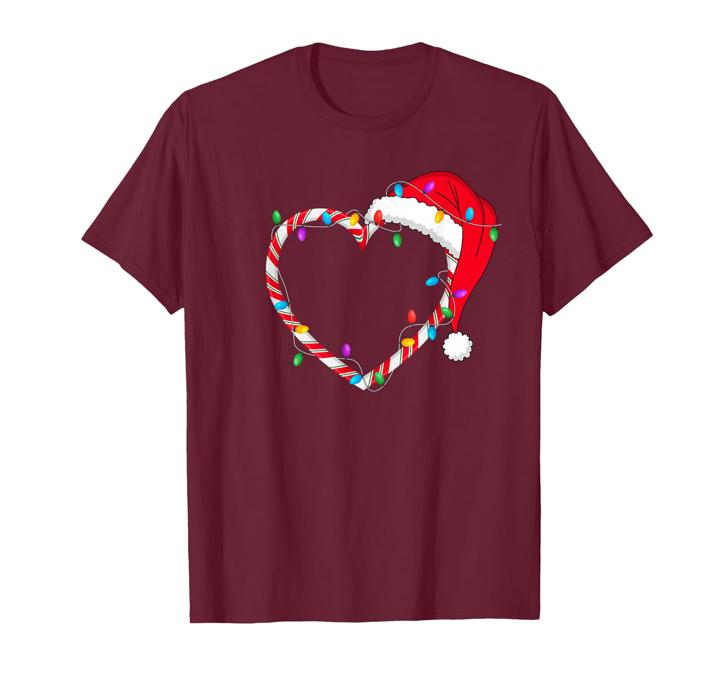 Christmas Candy Cane Heart Funny Love Candy Men Women Kids T-Shirt