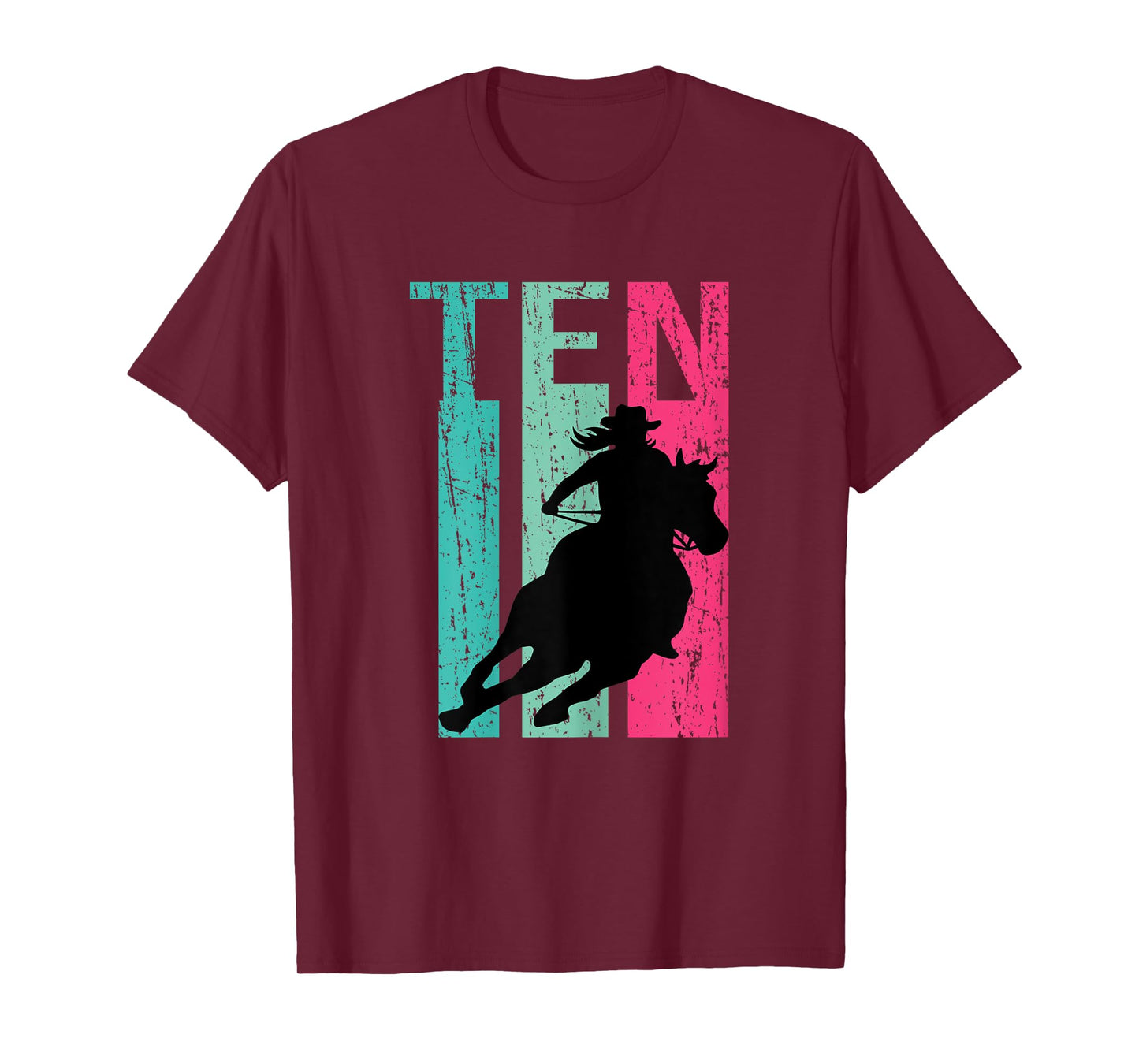 Retro Rodeo 10th Birthday Horse Lover Cowgirl Country 10 T-Shirt