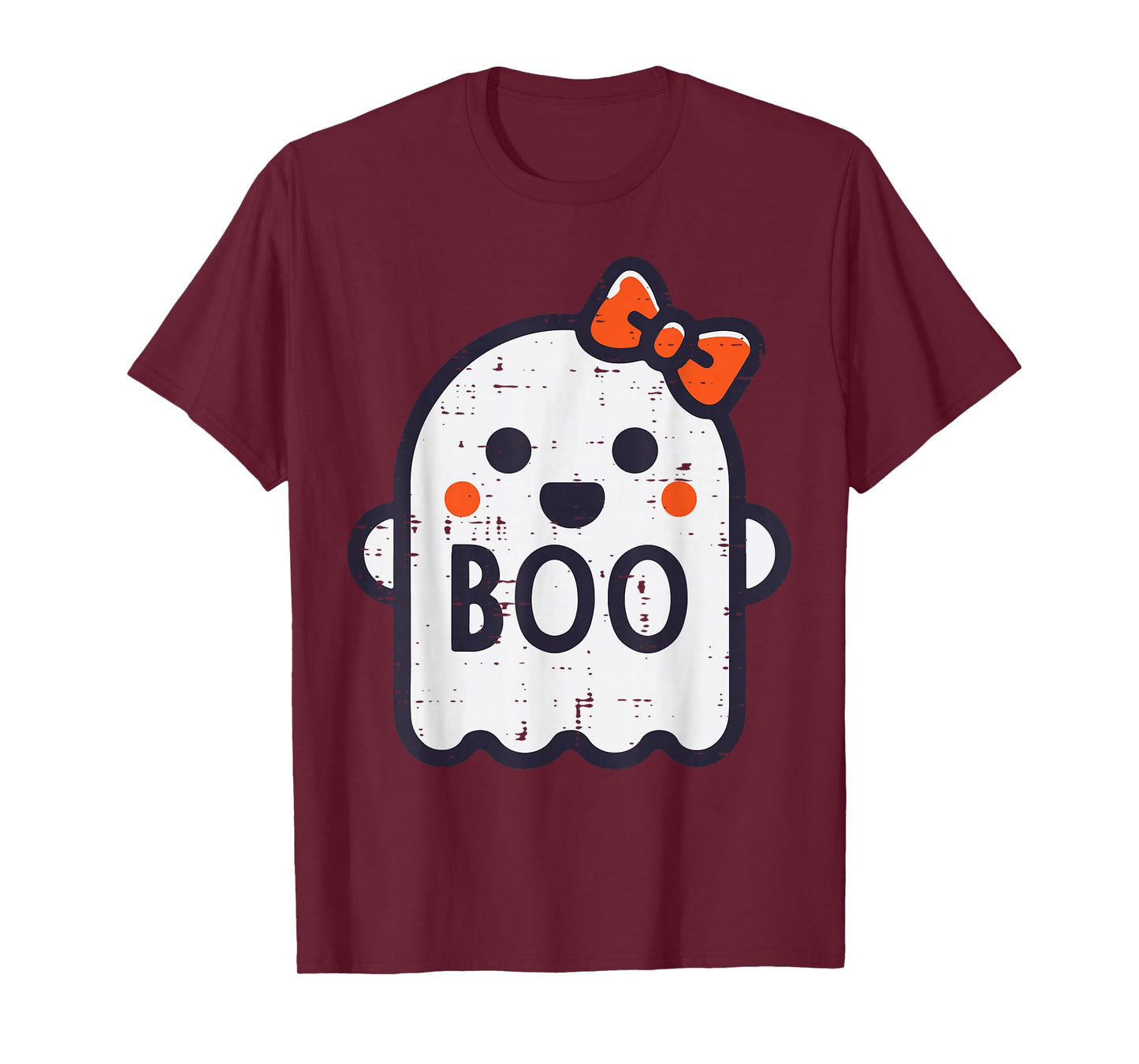 Halloween Ghost Boo Ribbon Cute Costume Girls Kids Women T-Shirt