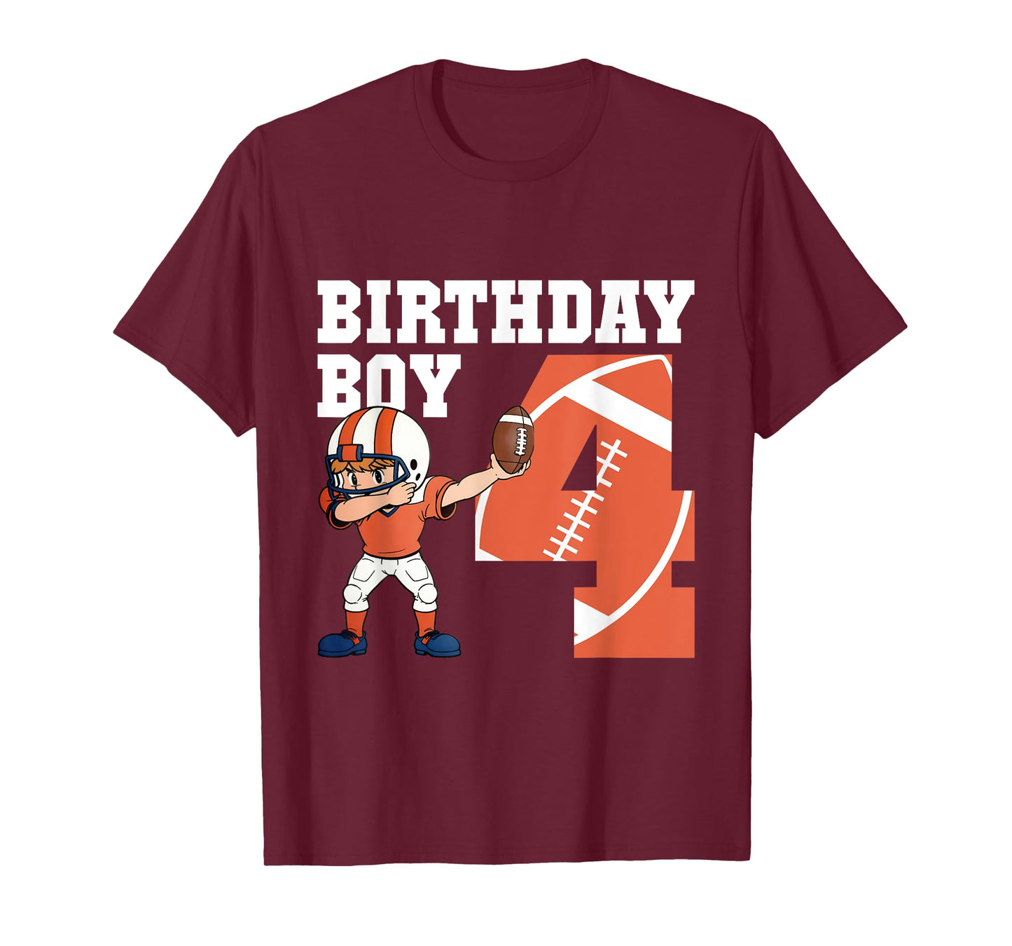 4th Birthday Boy Football Player Dabbing 4 Years Old Kids T-Shirt