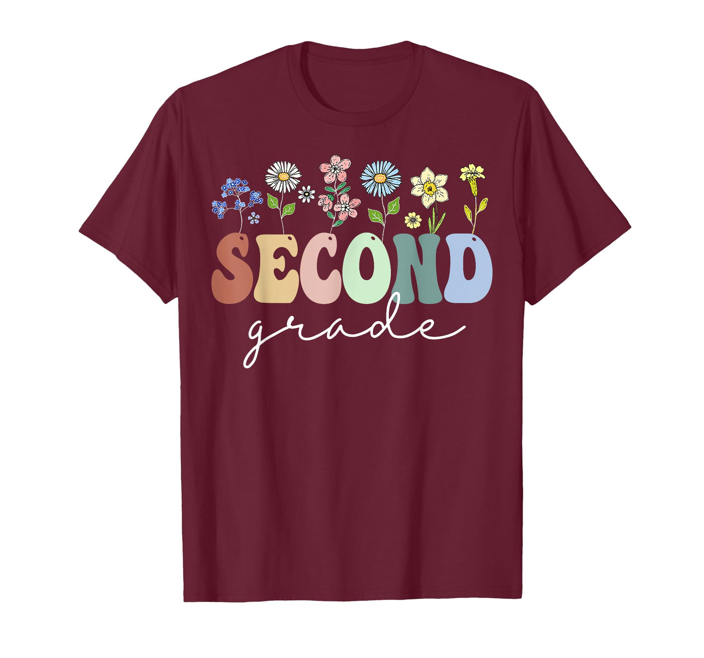 2nd Grade Wildflower Floral Back To School Gift For Teachers T-Shirt for Men Women Girls Kids