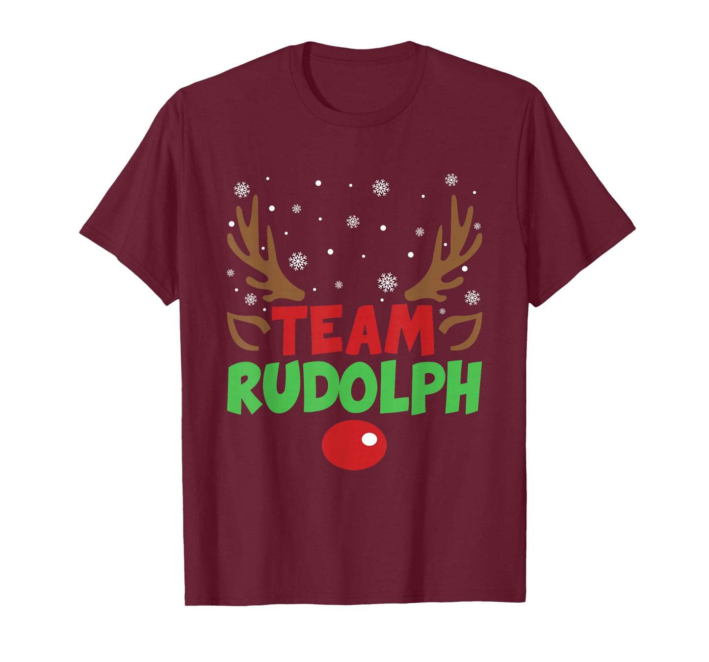 Team Rudolph Christmas Red Nose Reindeer Snow Xmas Pajamas T-Shirt