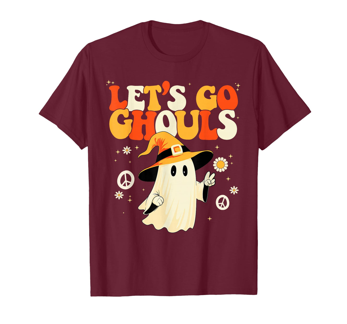 Let's Go Ghouls Halloween Ghost Outfit Costume Retro Groovy T-Shirt