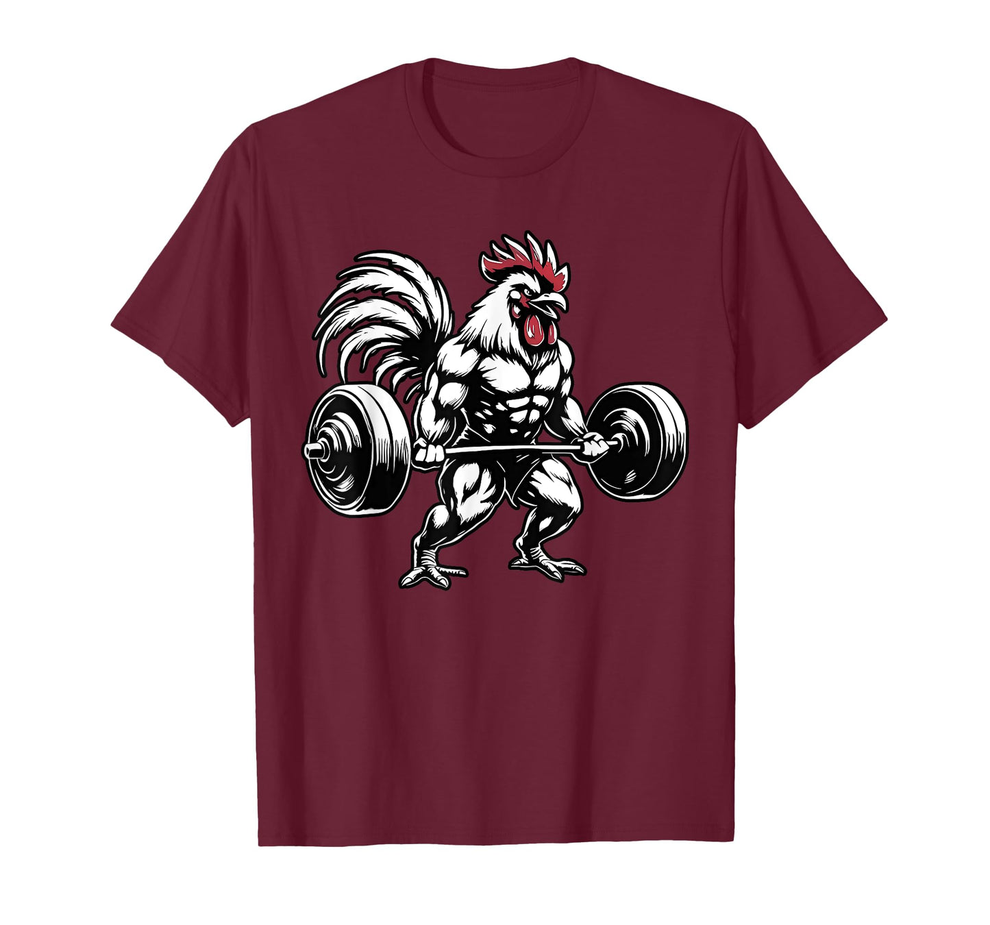 Vintage Rooster Weightlifting Bodybuilder Muscle Fitness T-Shirt