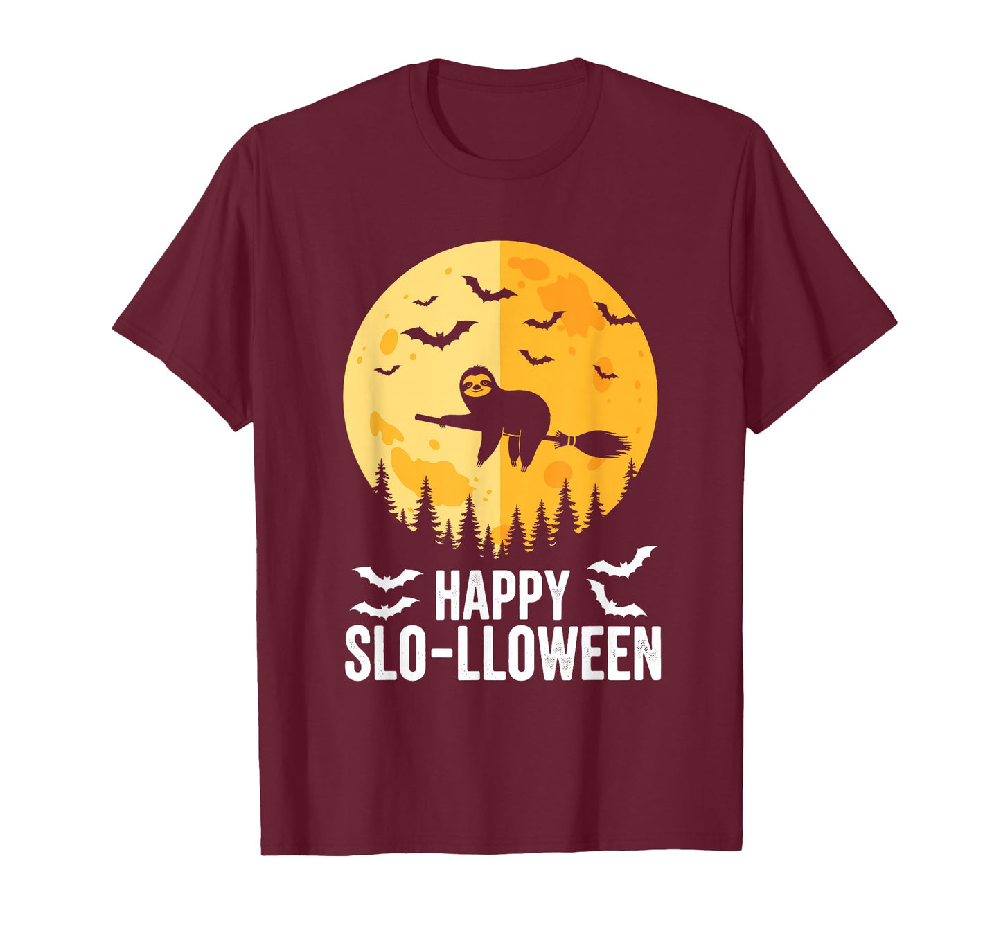 Happy Slo-lloween Funny Halloween Sloth Flying Witch T-Shirt