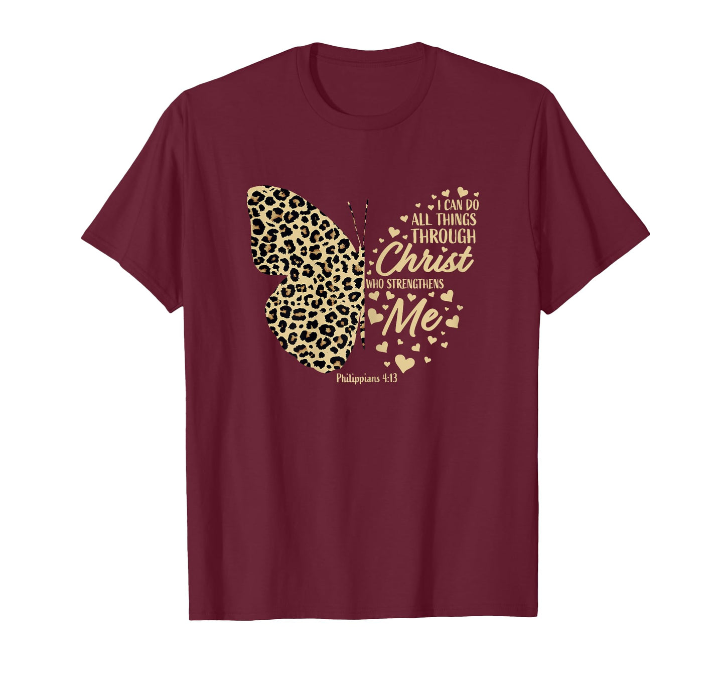 Christian Bible Verse Butterfly Cheetah Mom Women Teen Girls T-Shirt