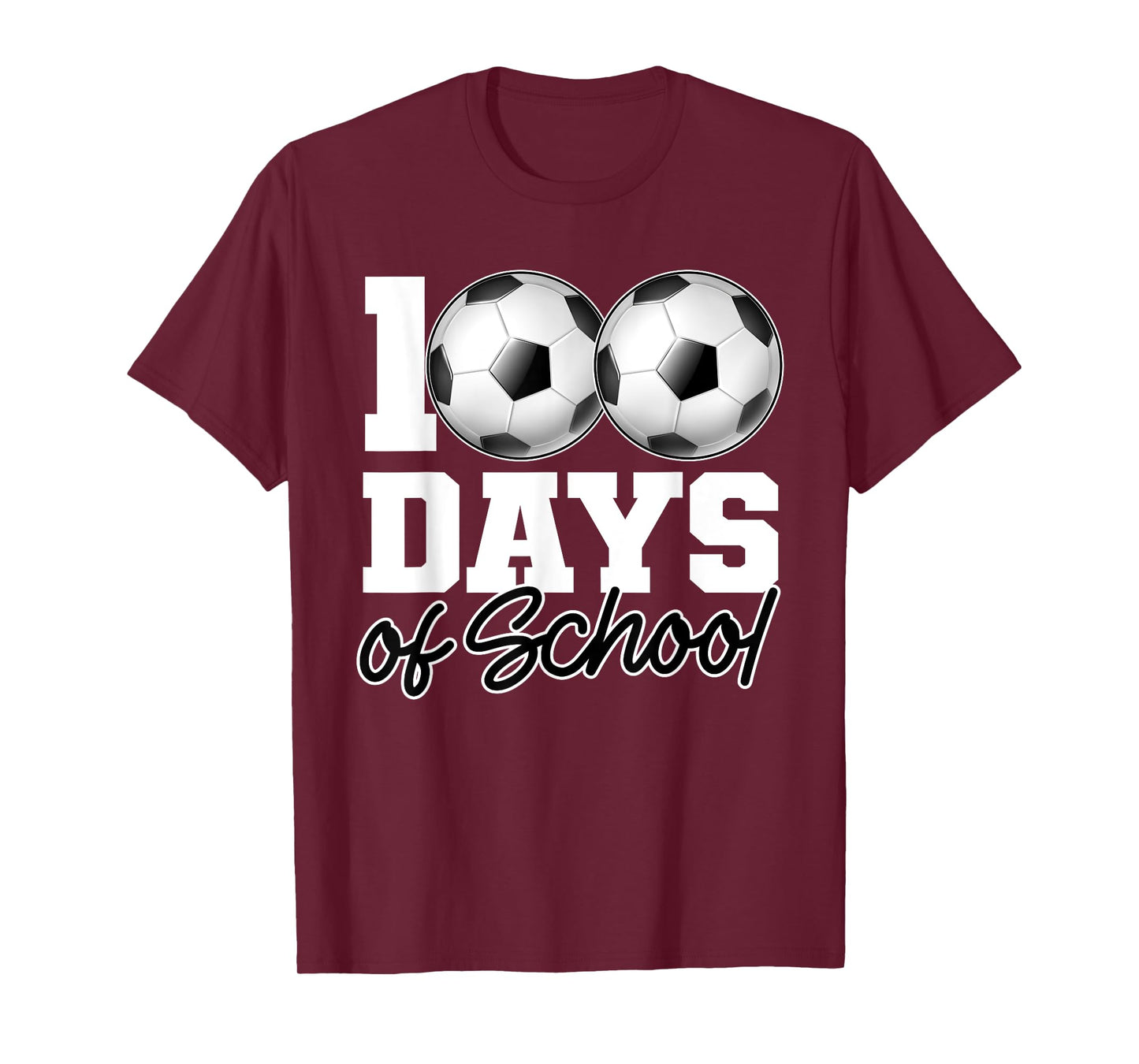100 Days of School Soccer Ball 100th Day School Gym Teacher T-Shirt for Men Women Girls Kids