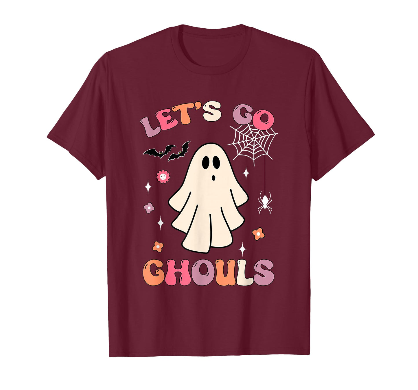 Halloween Ghost Outfit Costumes Retro Groovy Let's Go Ghouls T-Shirt