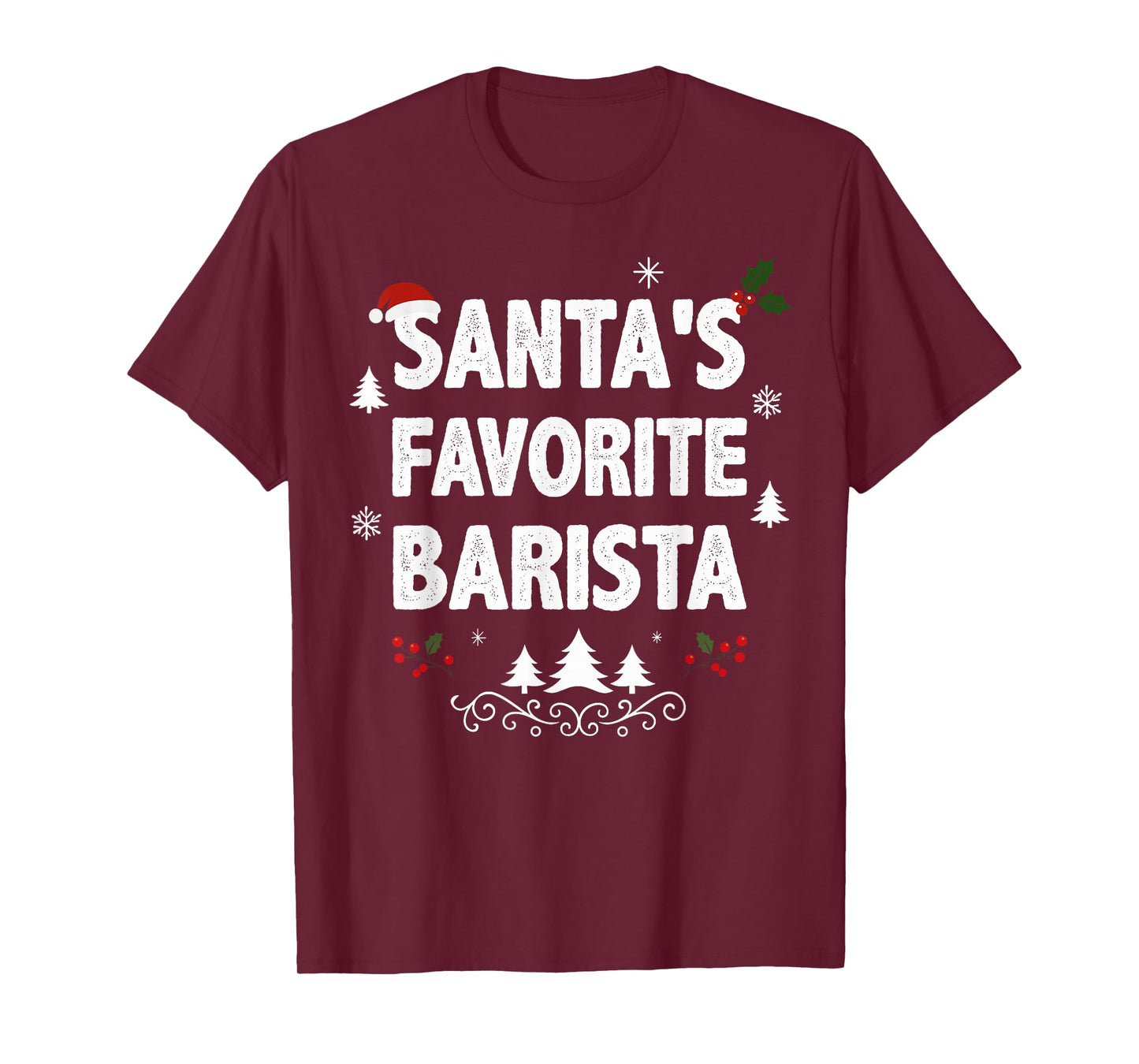 Santa's Favorite Barista Funny Holiday Christmas Pajamas T-Shirt