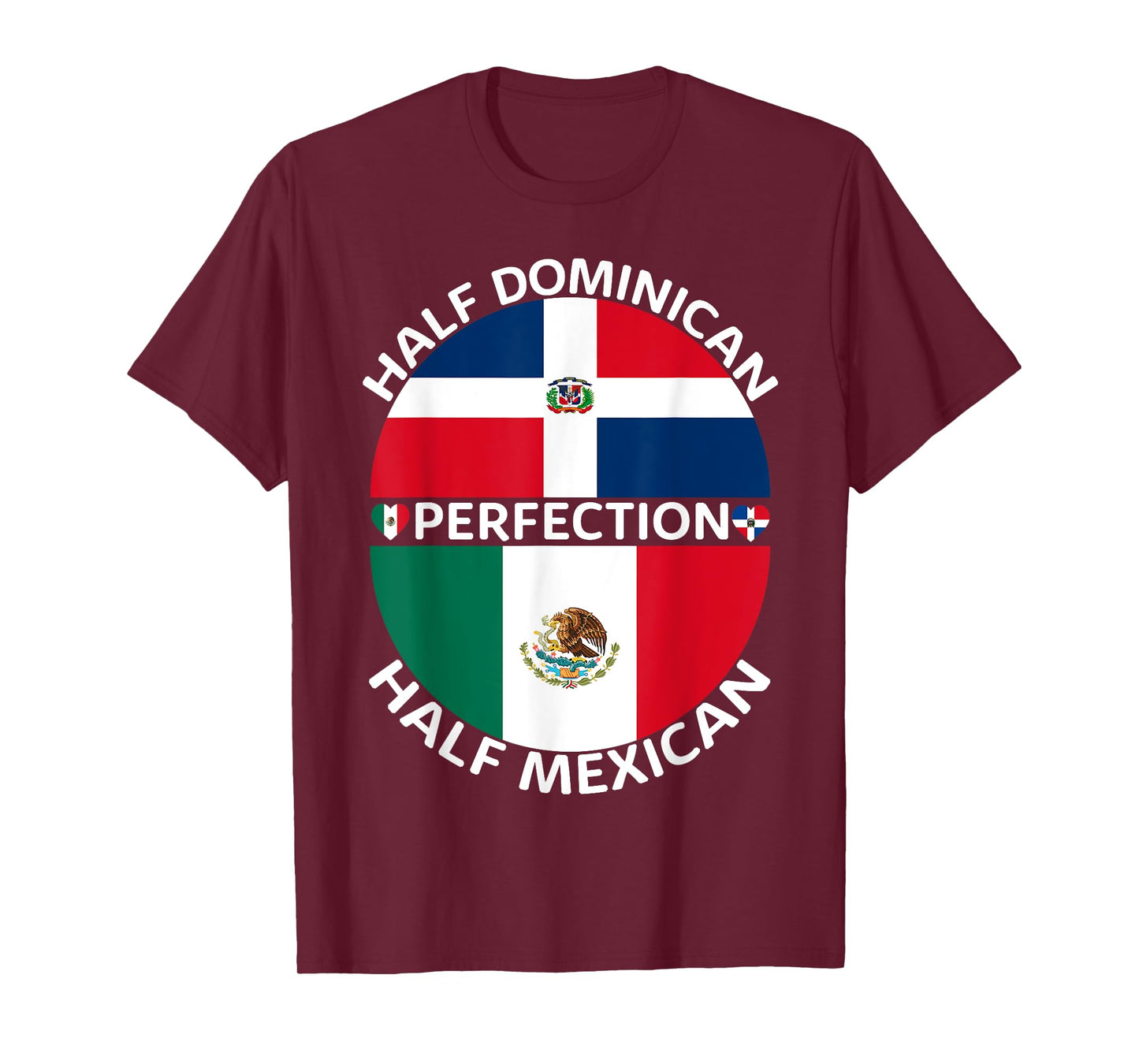 Half Mexican Half Dominican Republic Mexico Flag Roots Men T-Shirt