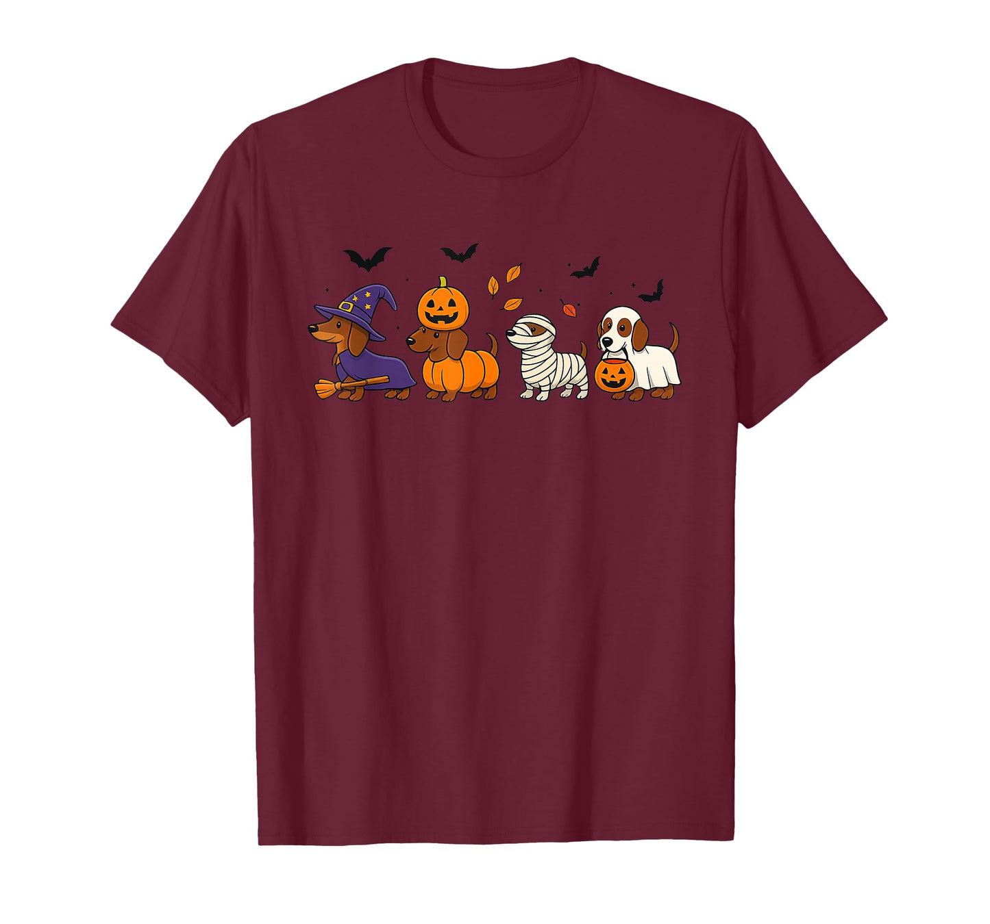 Weiner Dog Witch Happy Halloweenie Cute Halloween Dachshund T-Shirt