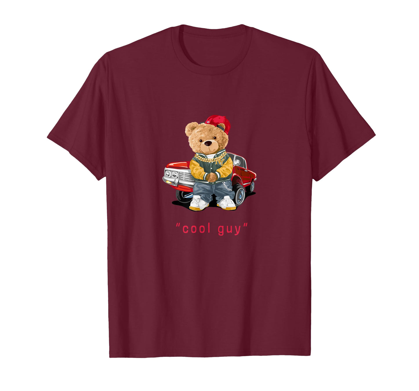 Cool Teddy Bear Vintage Car Guy Cartoon Graphic Designs Fun T-Shirt