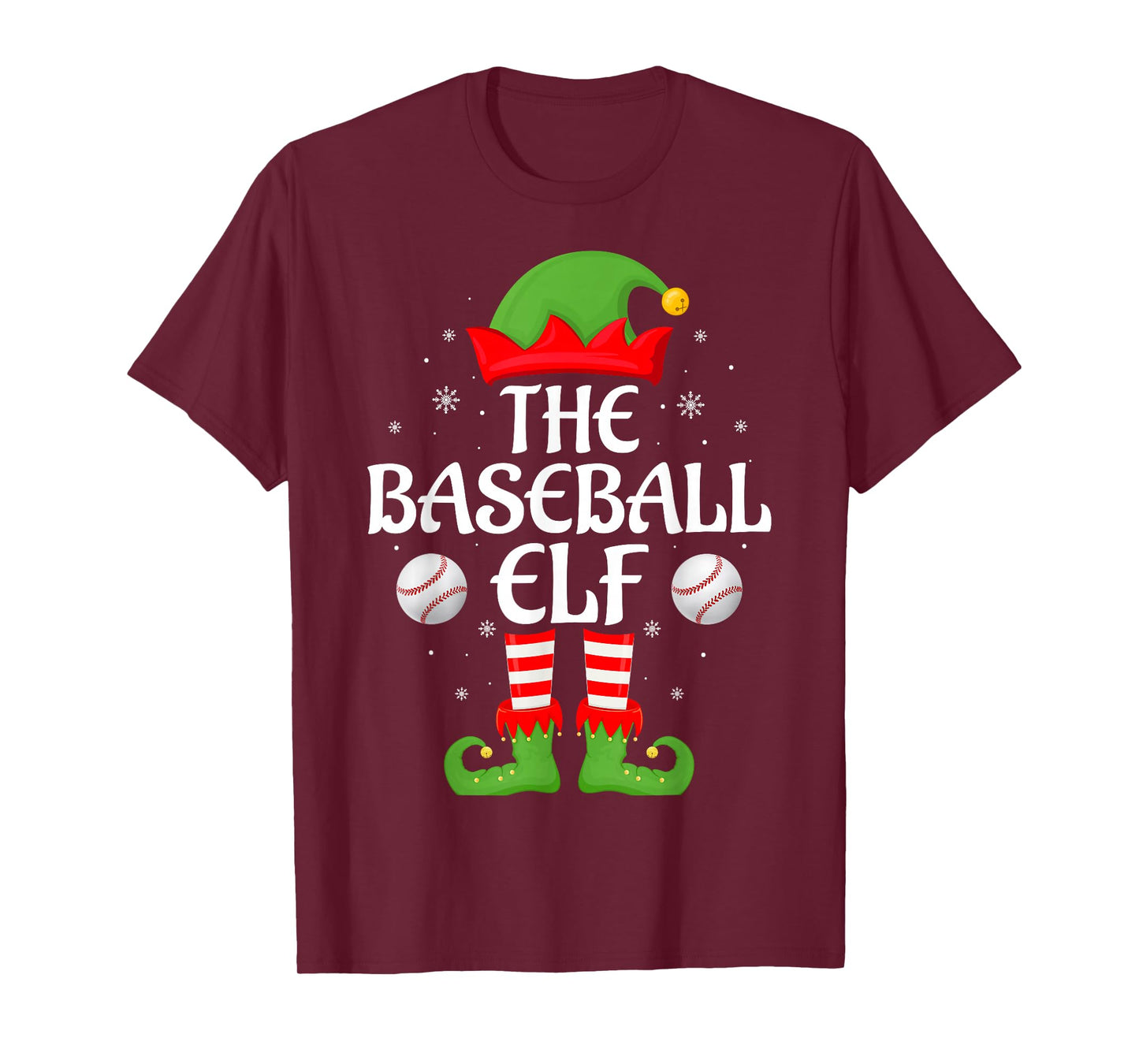 Baseball Elf Xmas Family Matching Elf Squad Christmas T-Shirt