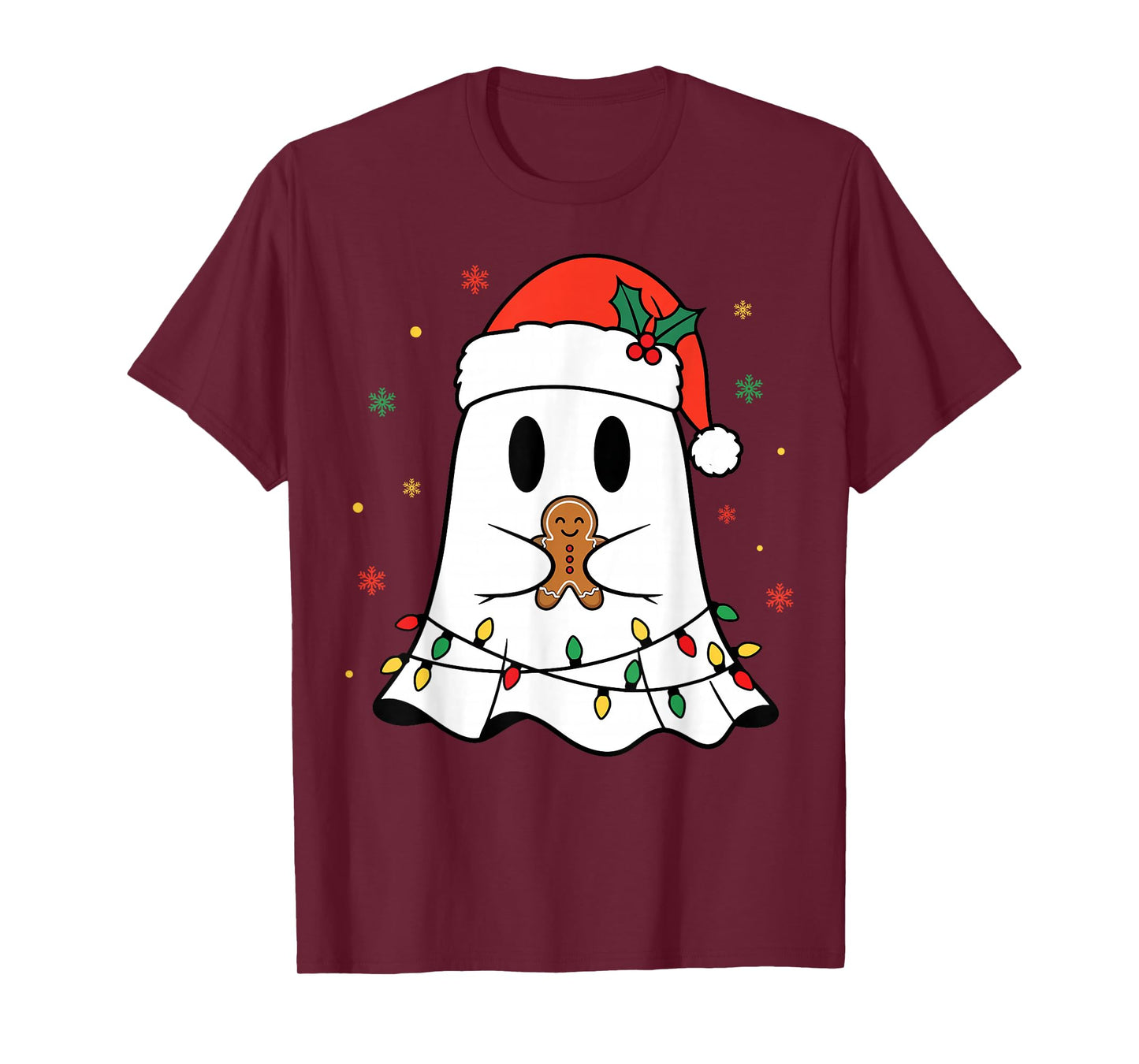 Ghost Christmas Santa Gingerbread Spooky Holiday T-Shirt