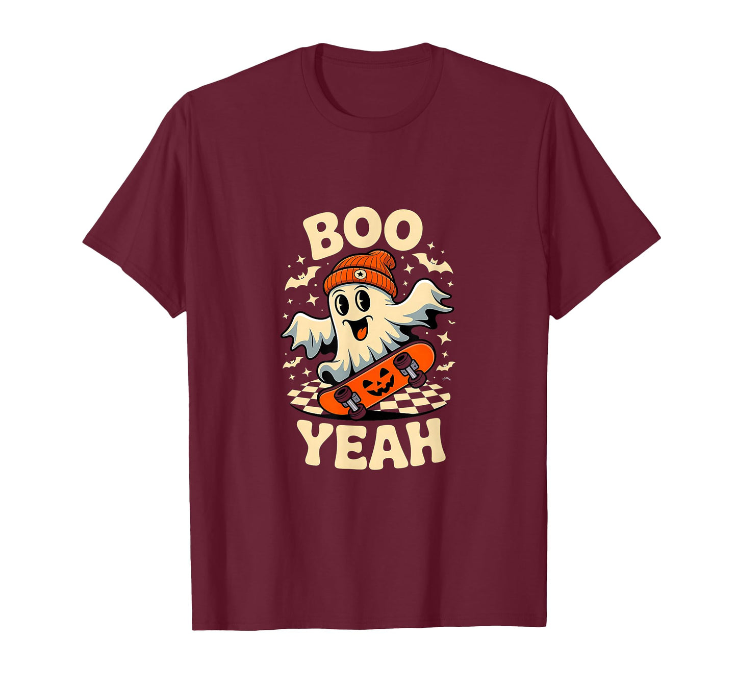 Boo Yeah Halloween Ghost Boys Retro Skateboard Toddler Kids T-Shirt