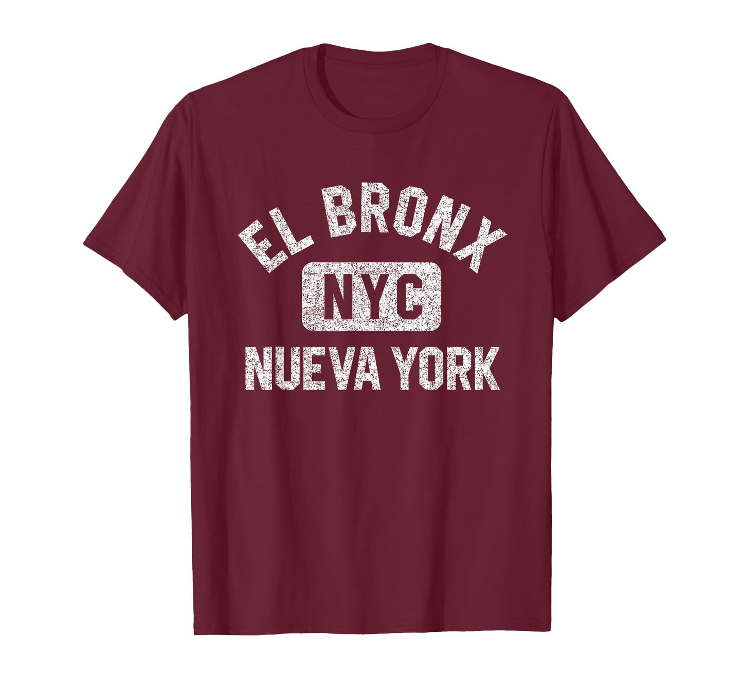 El Bronx Nueva York NYC Gym Style Distressed White Print T-Shirt