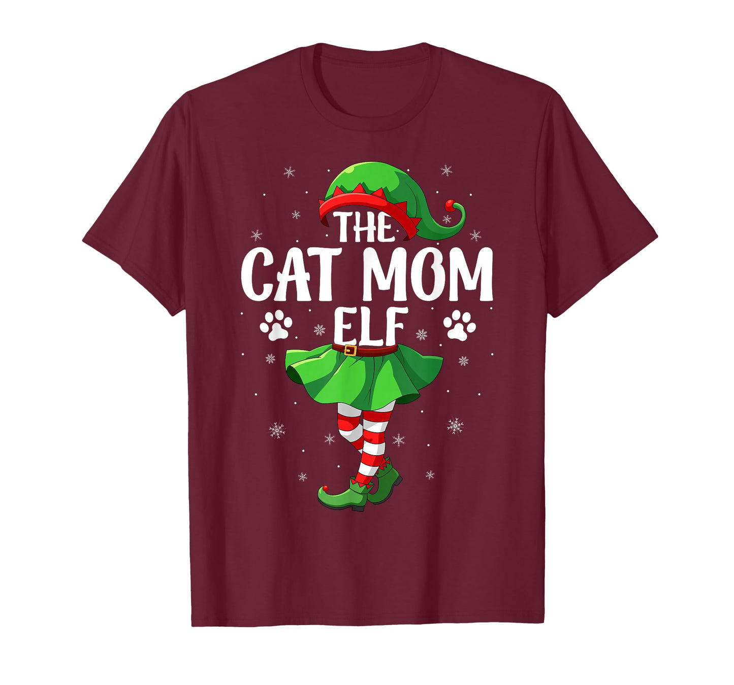 Cat Mom Elf Christmas Girls Women Elf Squad Xmas Family T-Shirt