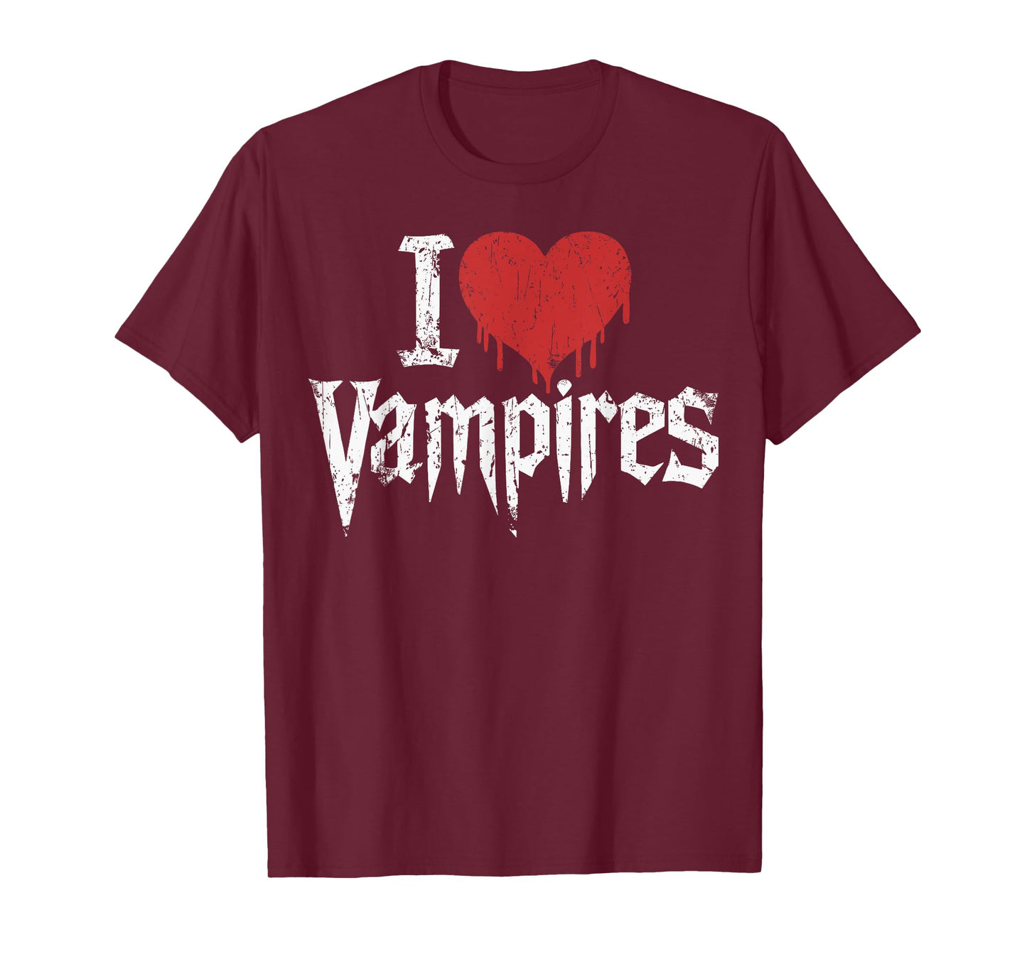 I Love Vampires I Red Heart Vampires Grunge Halloween Horror T-Shirt