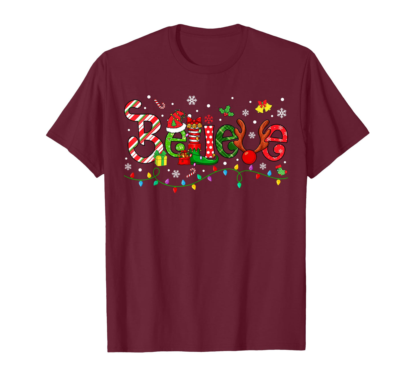 Believe Merry Christmas Santa Team Squad Matching Family T-Shirt