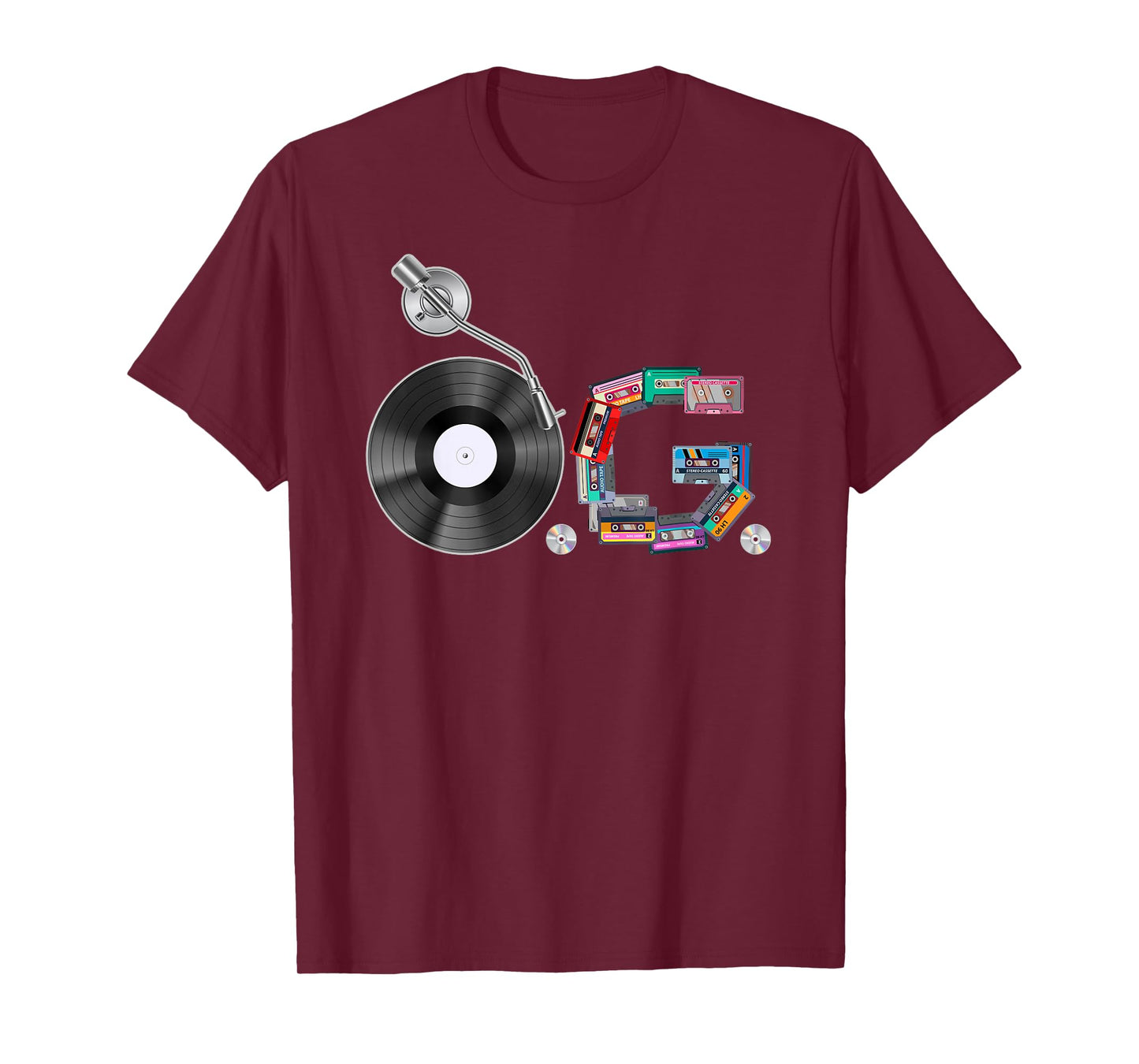 Old School OG Hip Hop Head Vinyl, CDs, Tapes 80s 90s Retro T-Shirt