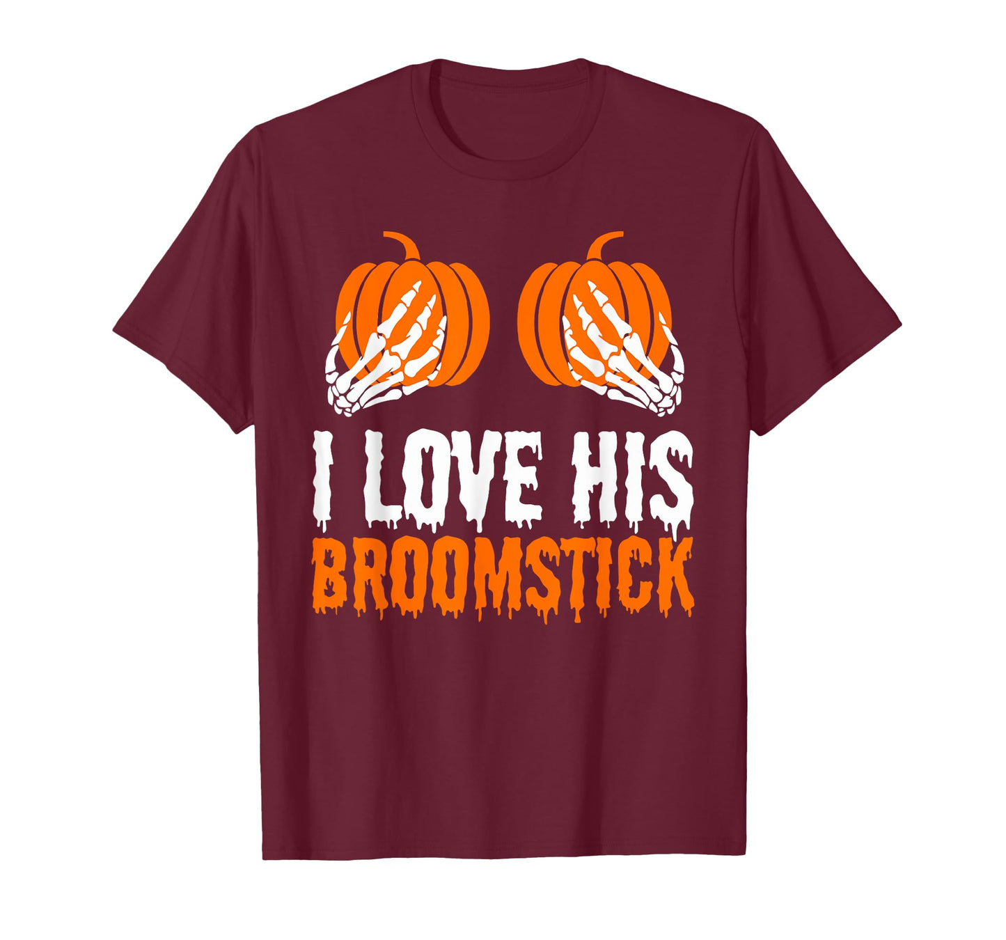 I Love His Broomstick I Love Her Pumpkins Halloween Couples T-Shirt
