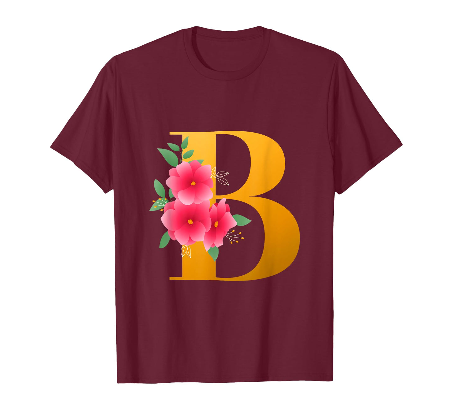 Floral B Alphabet Cute Initial Monogram Letter B Graphic T-Shirt