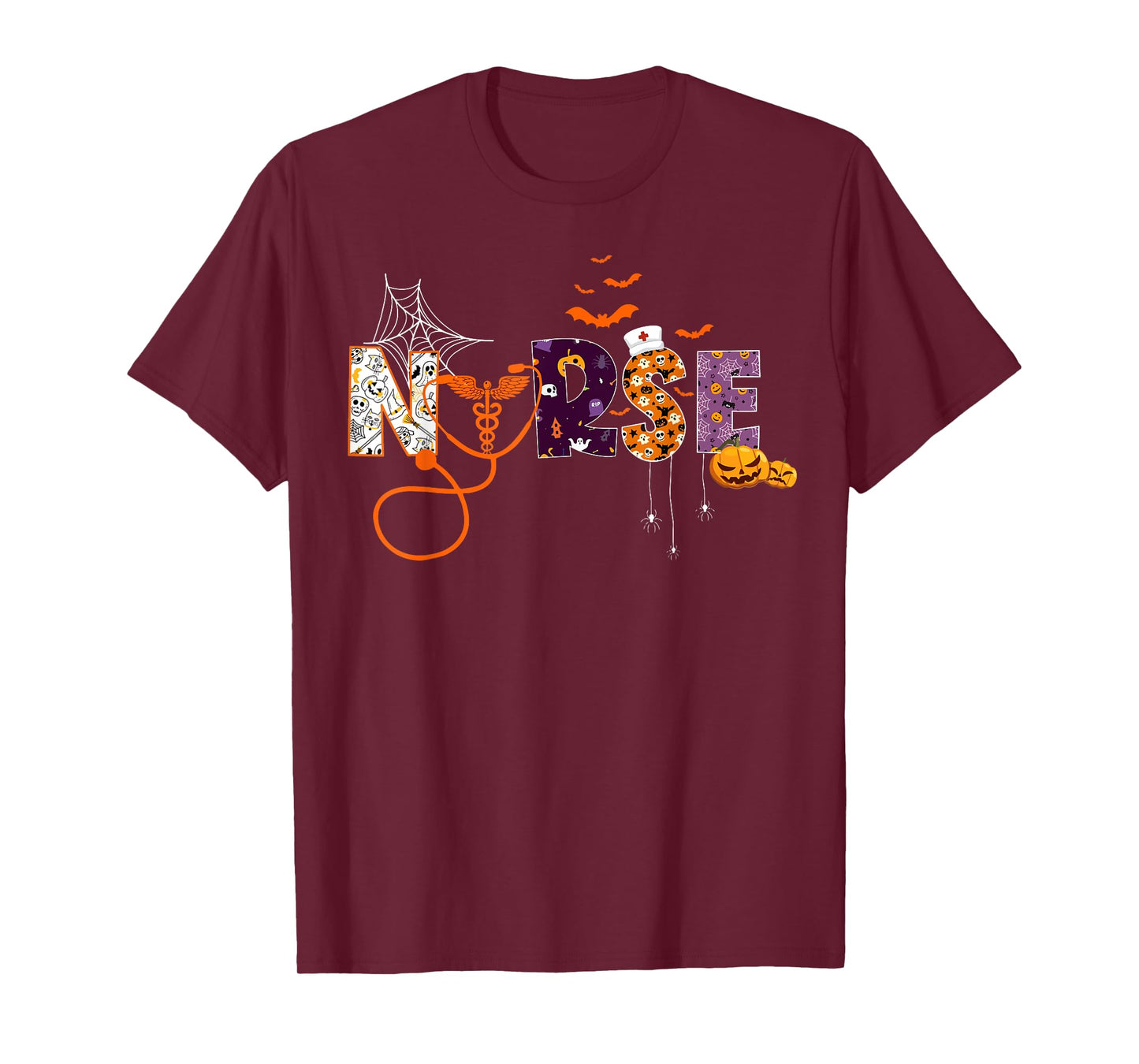 Halloween Nurse Nursing Cute Health Worker Halloween Pattern T-Shirt