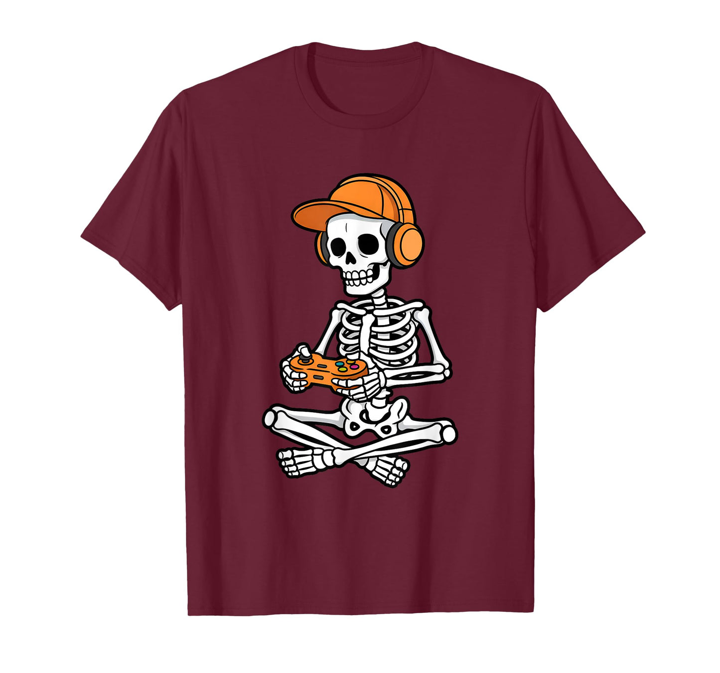 Halloween Skelton Gamer Video Gaming Funny Kids Boys Girls T-Shirt