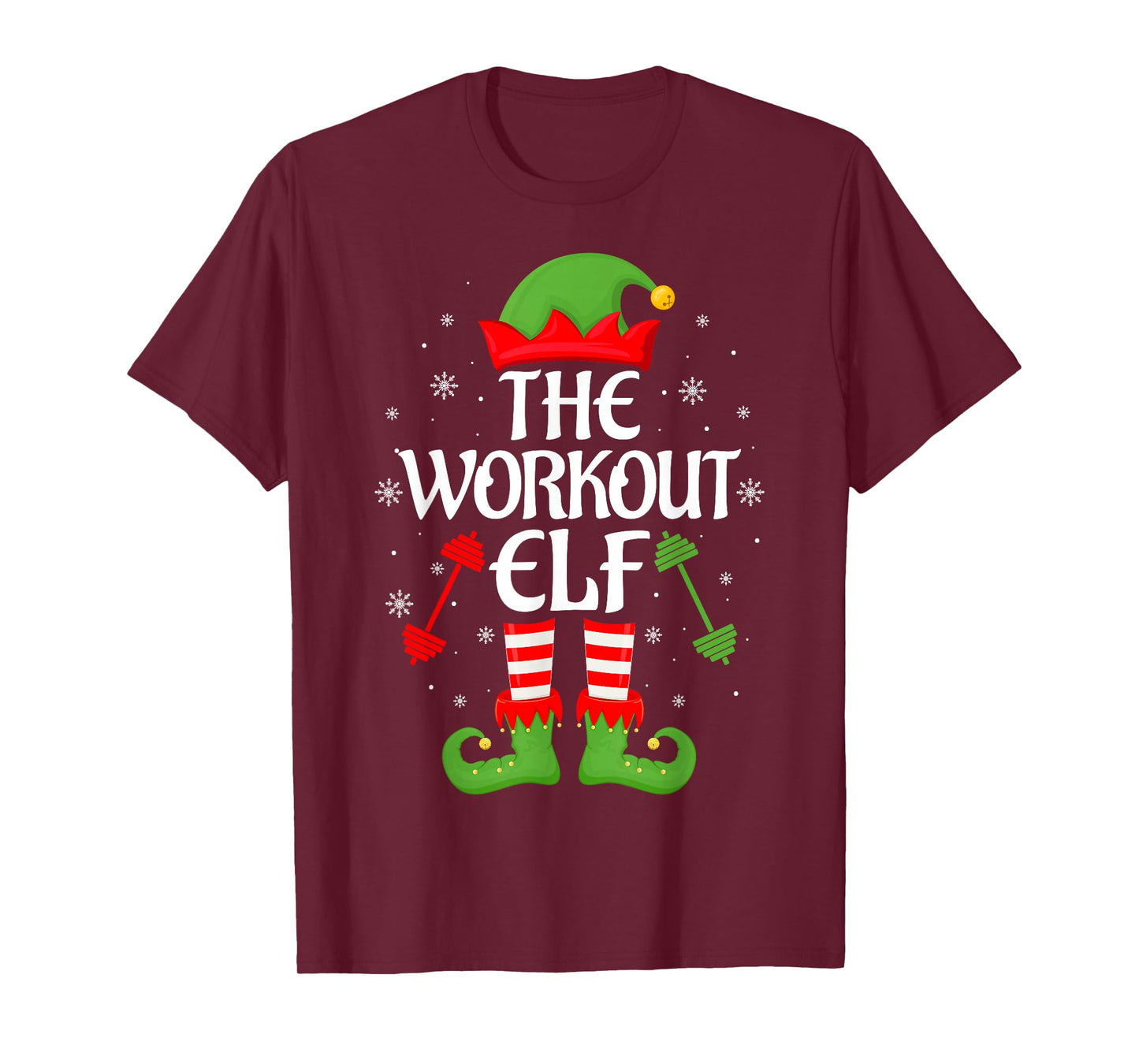 Workout Elf Xmas Matching Family Elf Squad Christmas T-Shirt