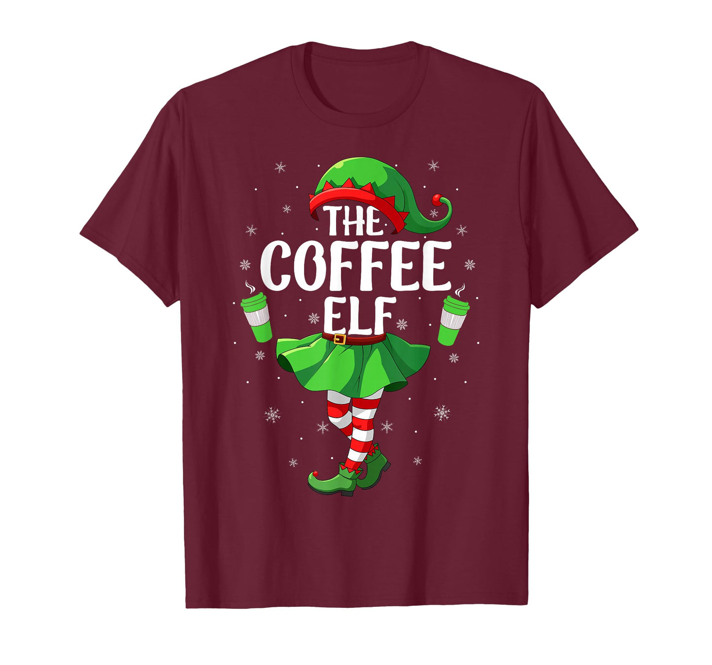 Coffee Elf Christmas Girls Women Elf Squad Xmas Family T-Shirt