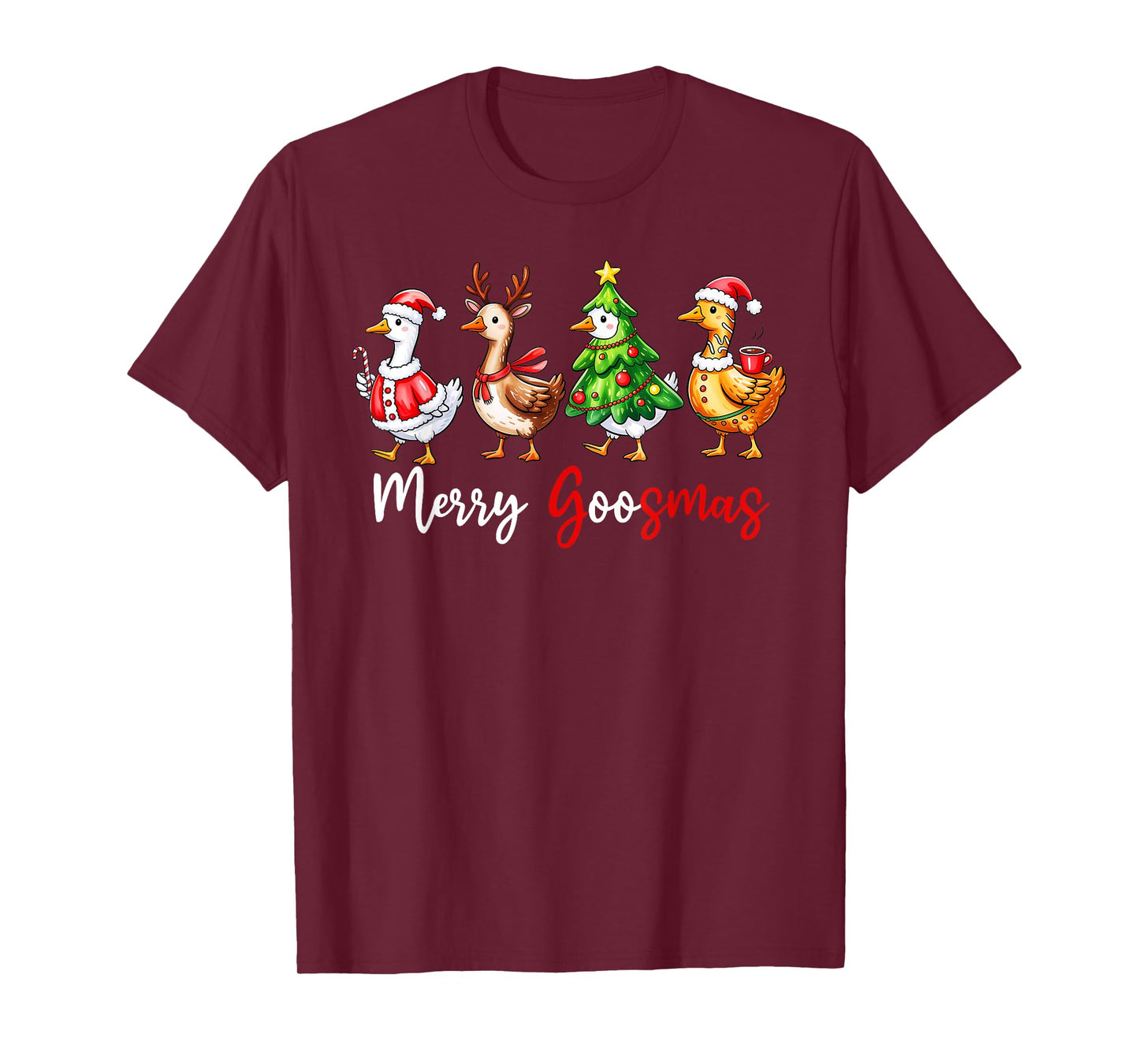 Funny Retro Merry Goosemas Christmas Silly Goose Xmas Lights T-Shirt