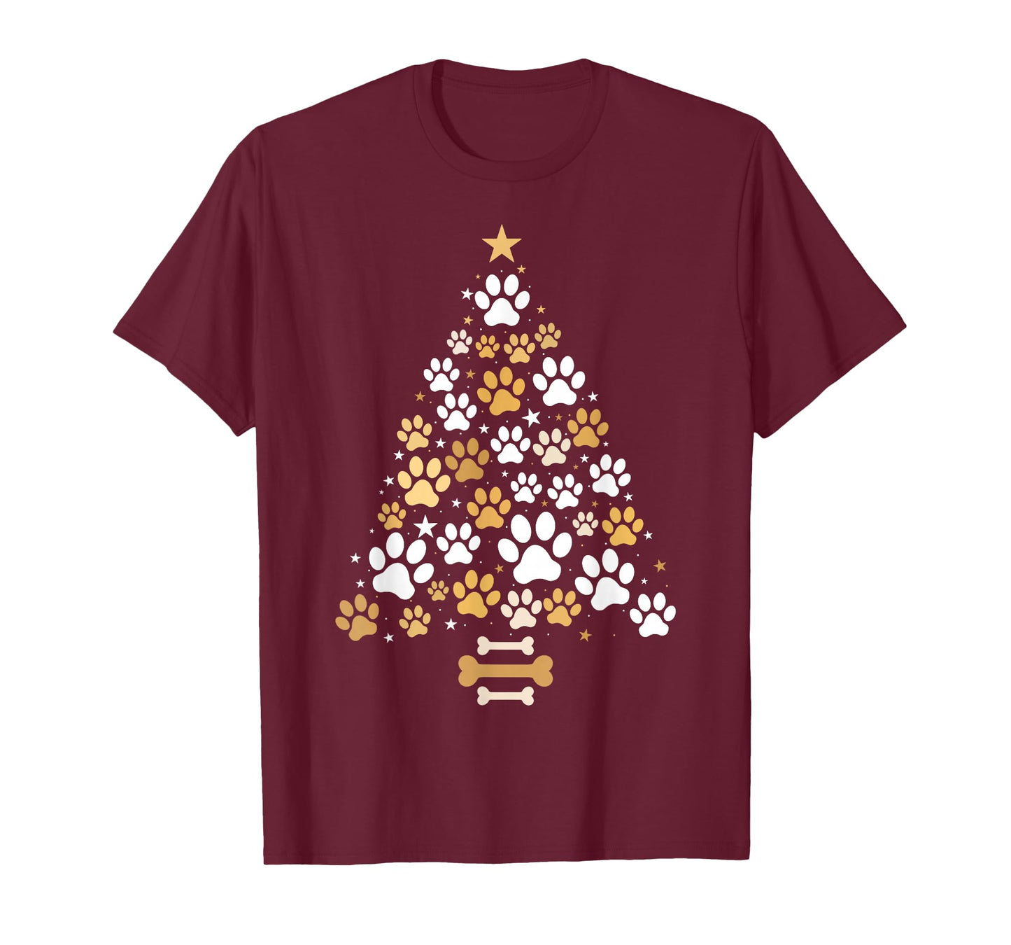 Cat Dog Paw Christmas Tree Pajamas Puppy Dog Cat Lover Xmas T-Shirt