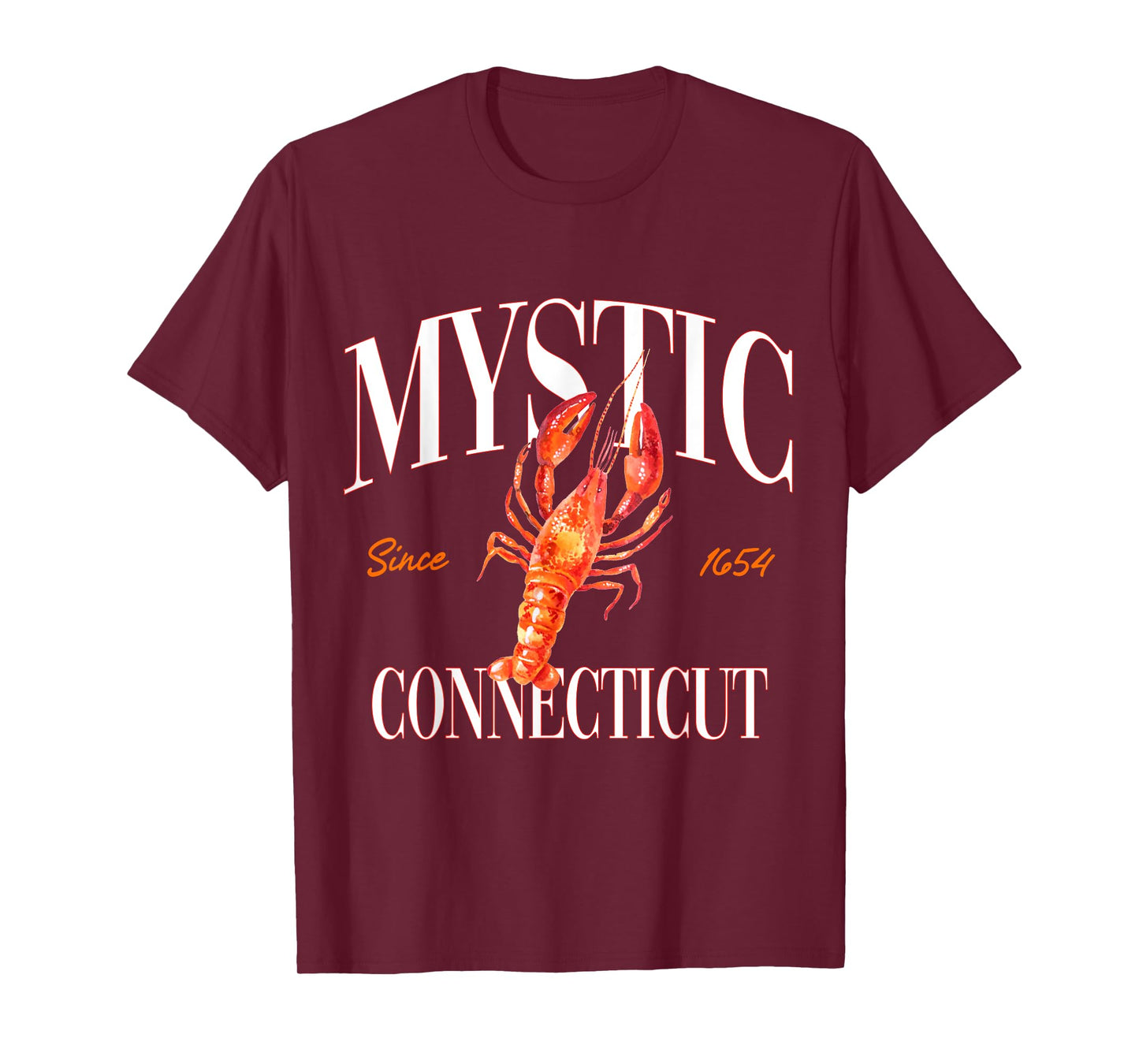 Mystic Connecticut Est. 1654 Lobster Souvenir Vintage Retro T-Shirt