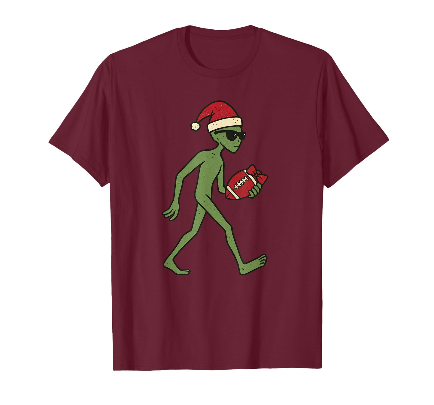 Christmas Alien American Football Funny Xmas Holiday T-Shirt