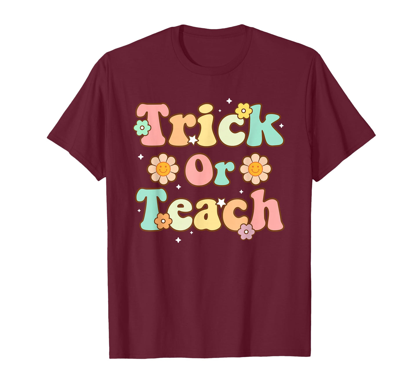 Trick Or Teach Floral Funny Teacher Halloween Costume 2025 T-Shirt