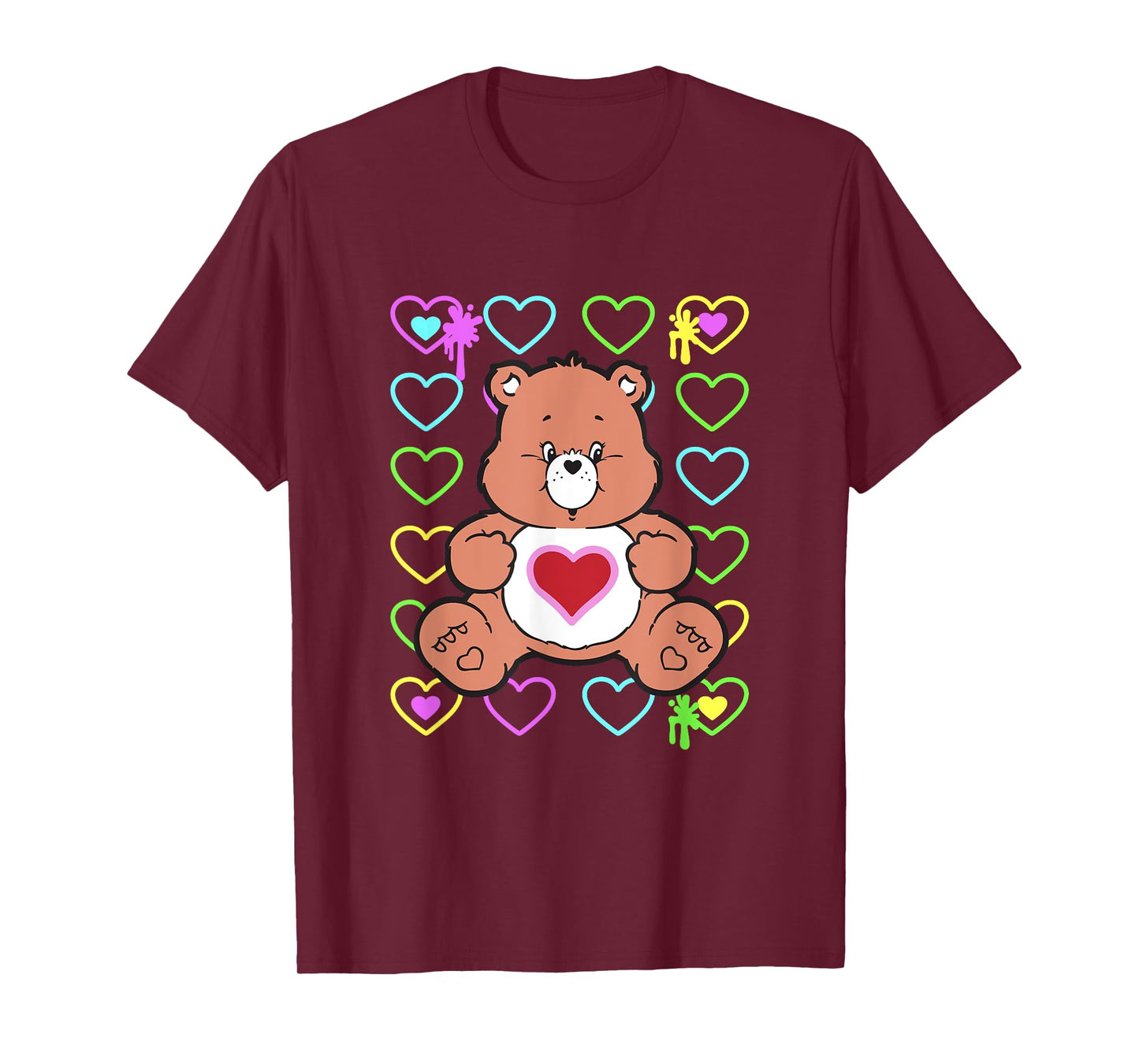 Care Bears Tenderheart Bear Color Pop Graffiti Hearts T-Shirt