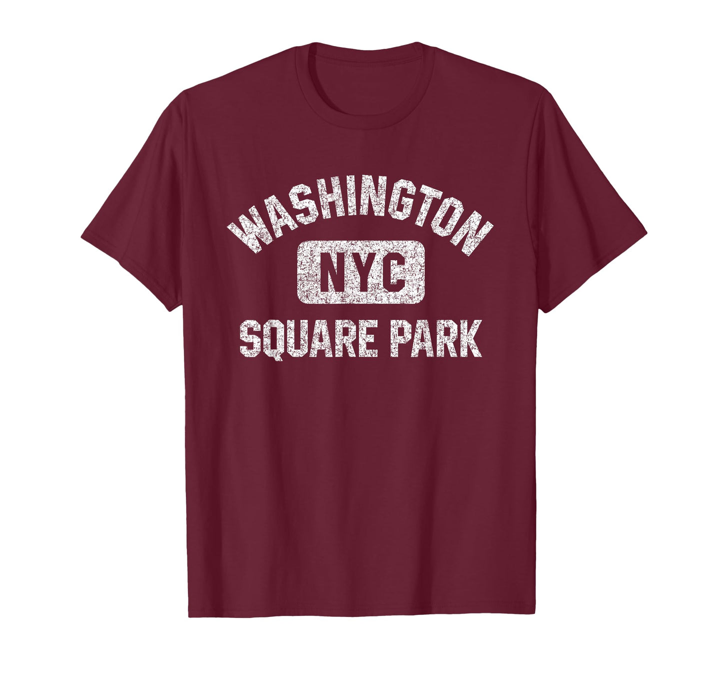 Washington Square Park NYC Gym Style Distressed White Print T-Shirt