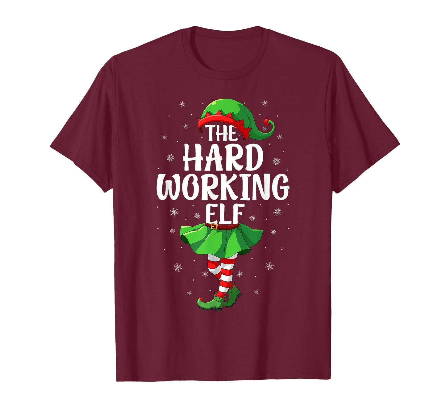 Hard Working Elf Christmas Girls Women Elf Squad Xmas Family T-Shirt