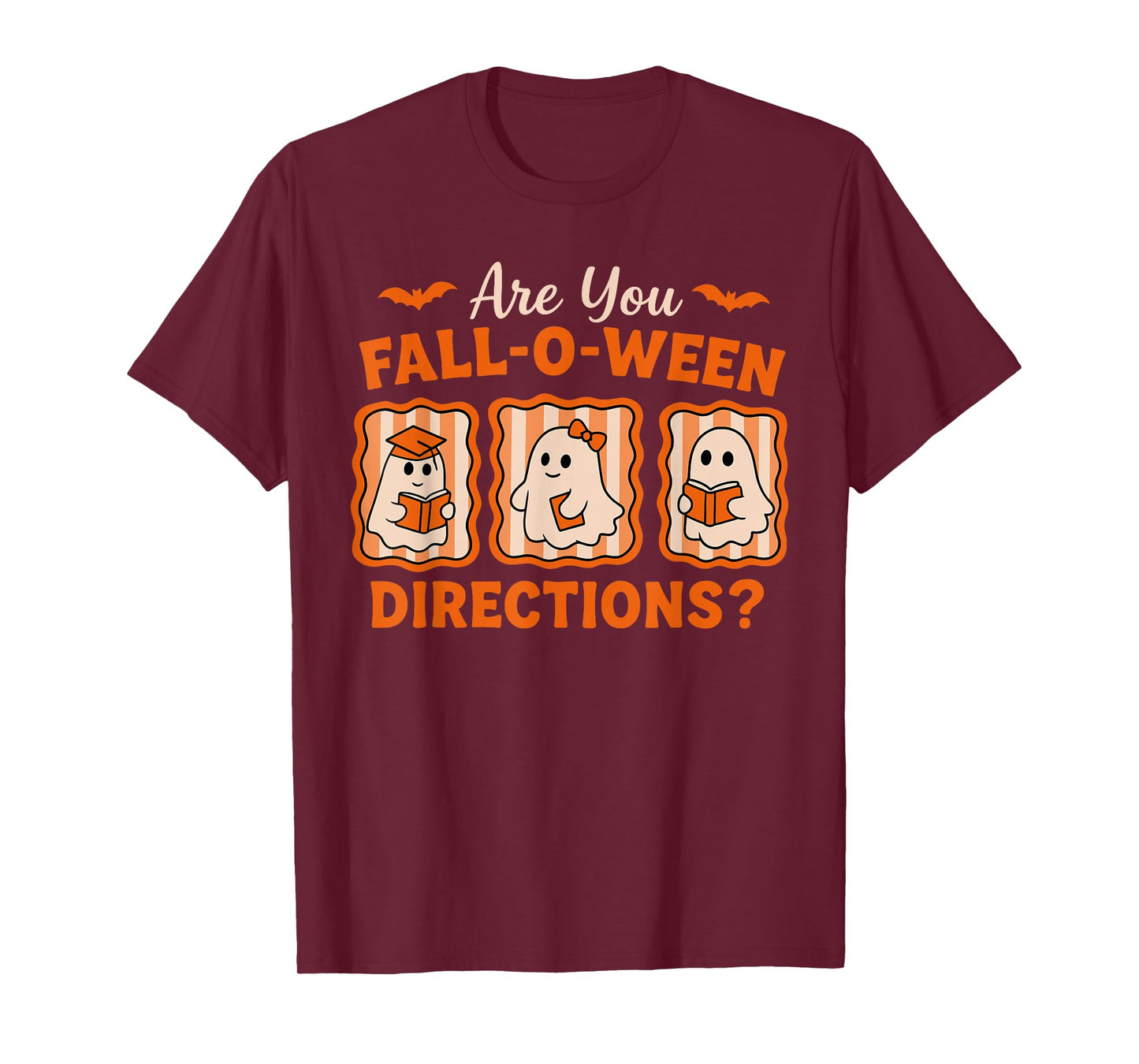 Retro are You Fall-O-Ween Directions Teacher Halloween Ghost T-Shirt