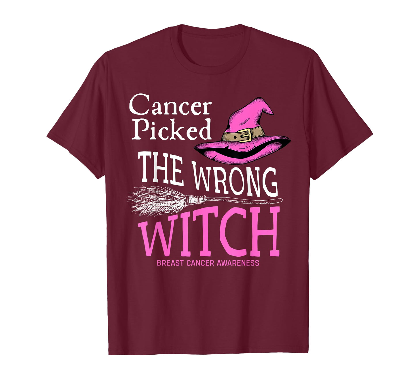 Cancer Picked The Wrong Witch Funny Halloween Breast Cancer T-Shirt