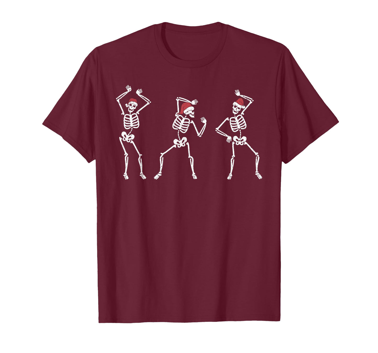 Funny Christmas Dancing Skeletons Santa Hat Women Men Gifts T-Shirt