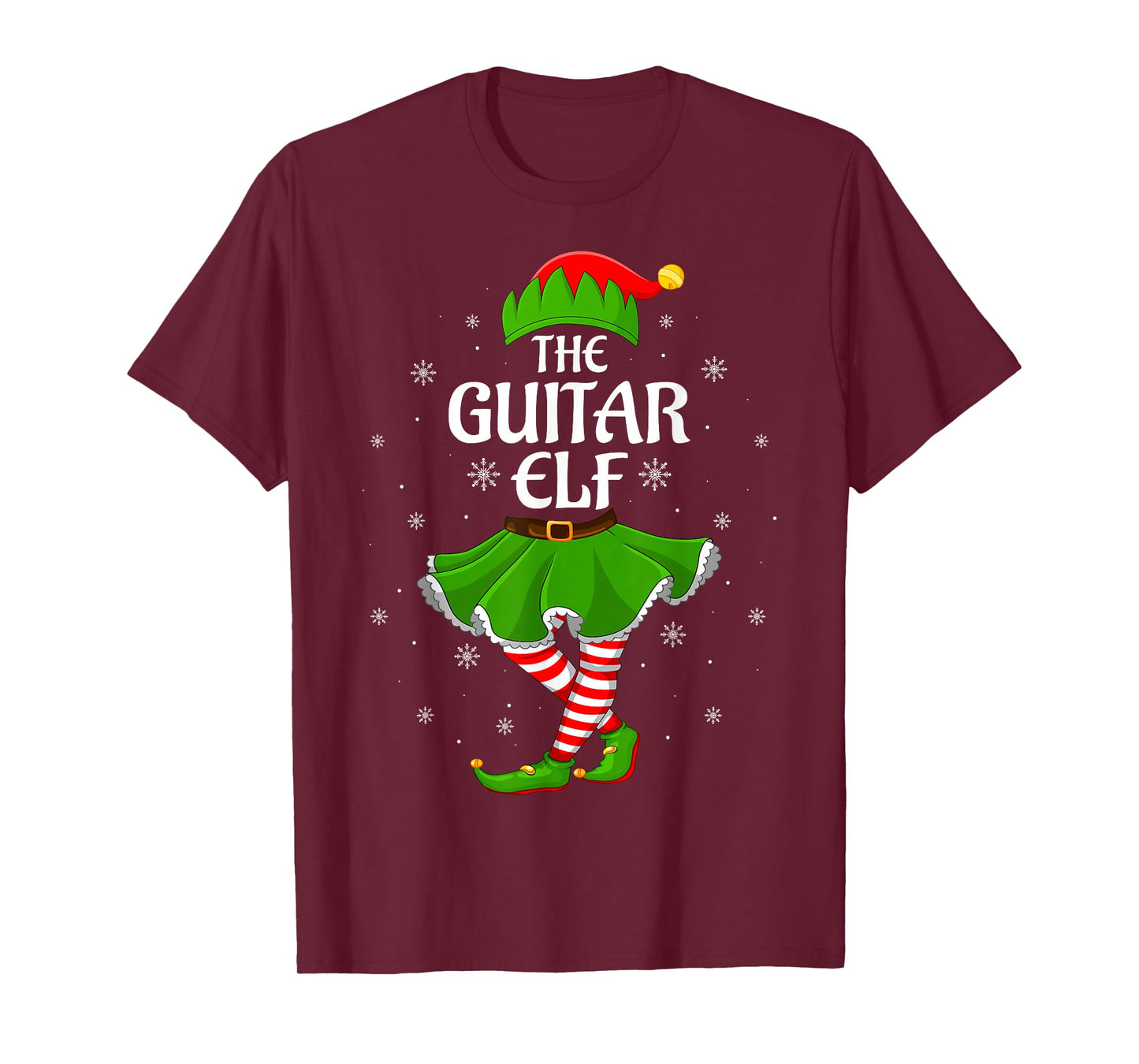 Guitar Elf Christmas Family Girls Women Elf Squad Xmas T-Shirt