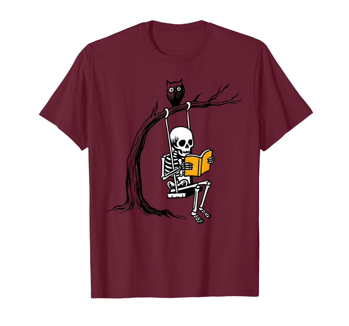 Halloween Skeleton Swing Reading Vintage Costume Women Men T-Shirt
